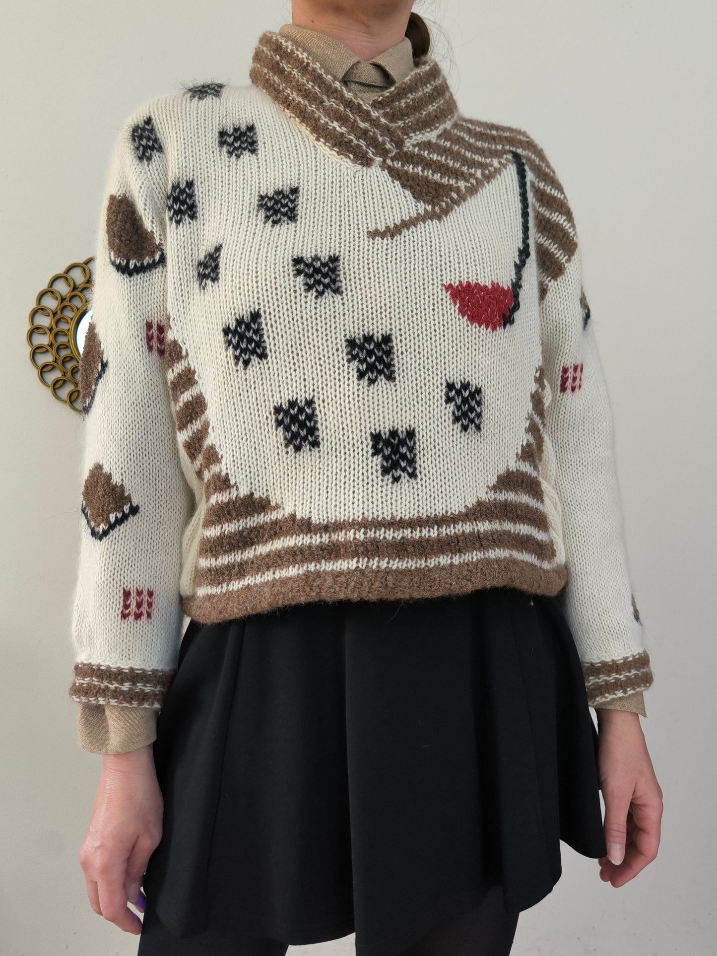Maglione vintage fantasia in lana alpaca