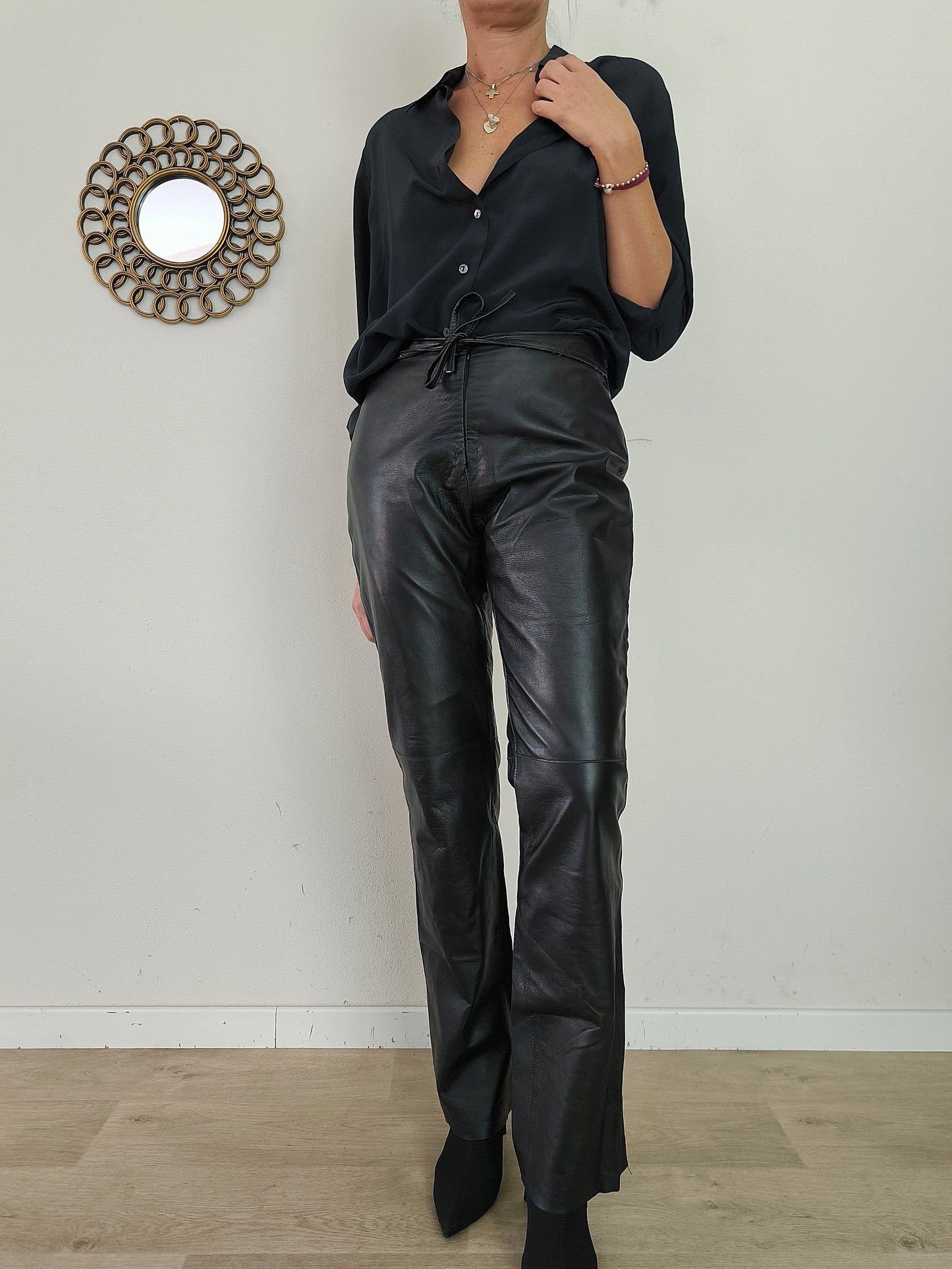 Pantalone in nappa nero