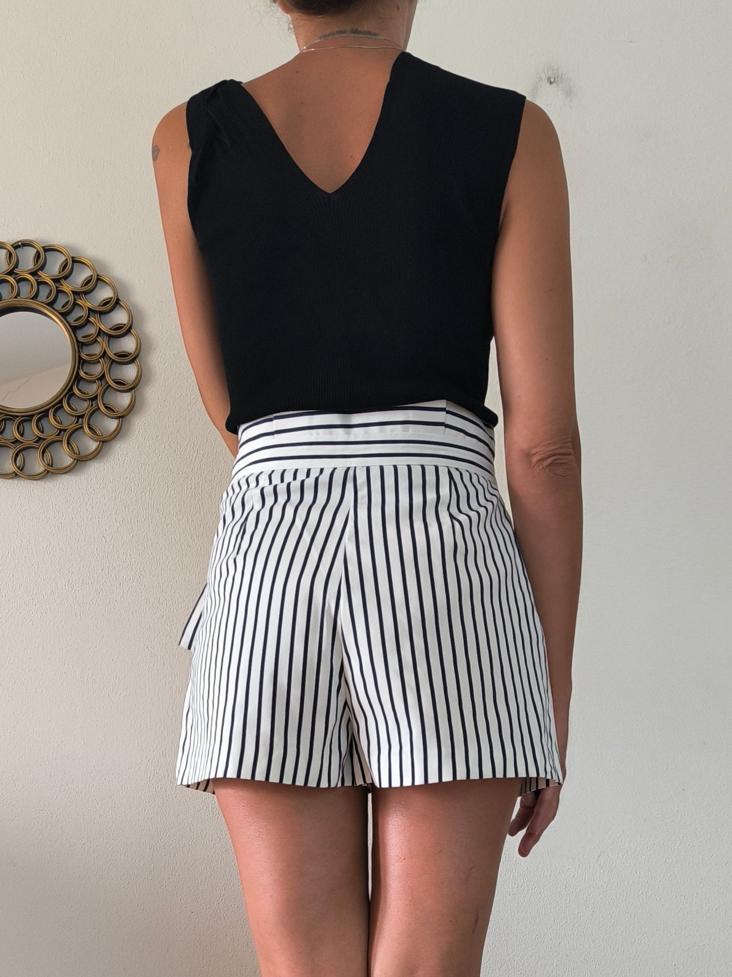 Shorts bianco a righe verticali