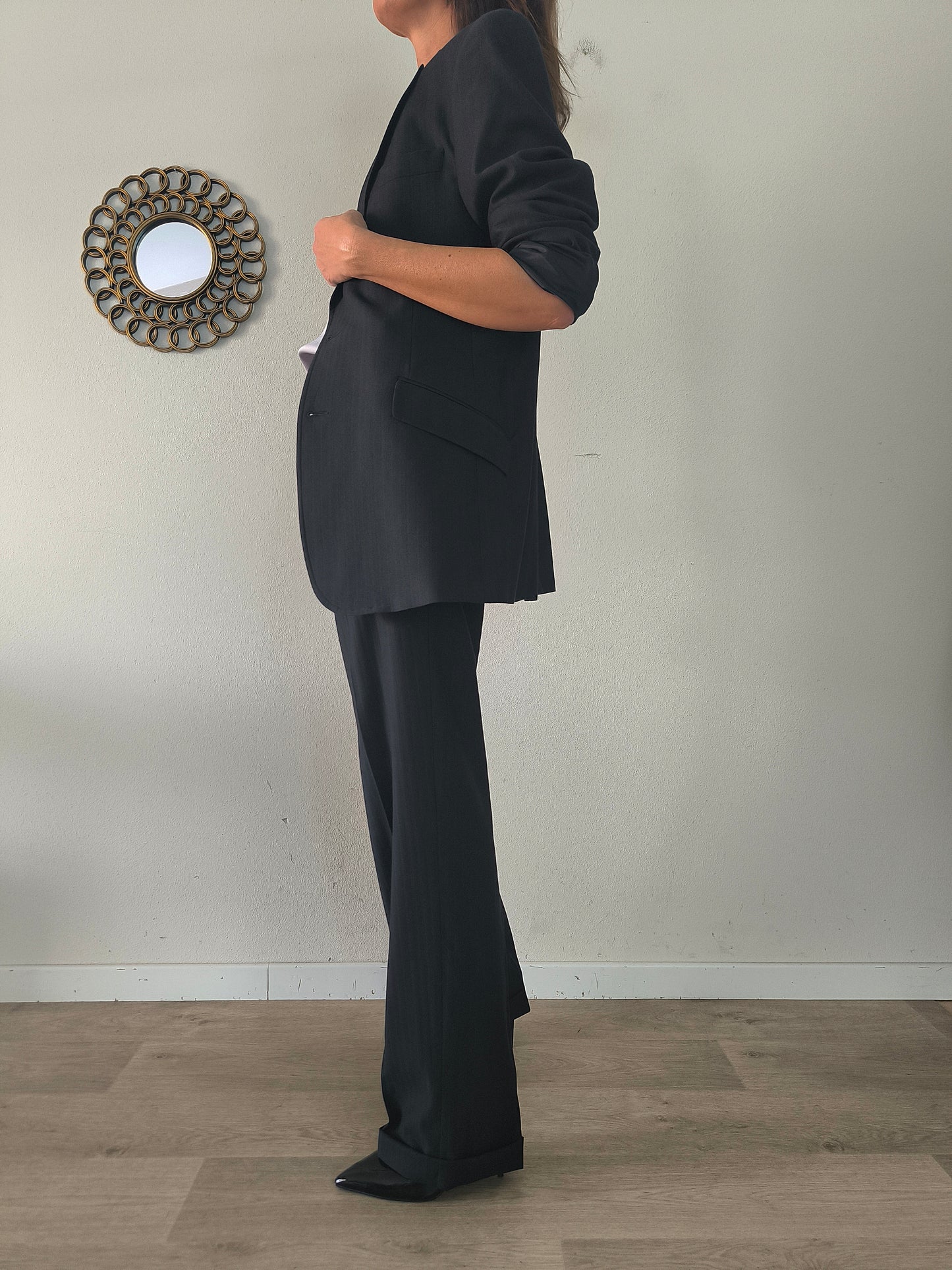 Completo giacca pantalone Versace in lana nero