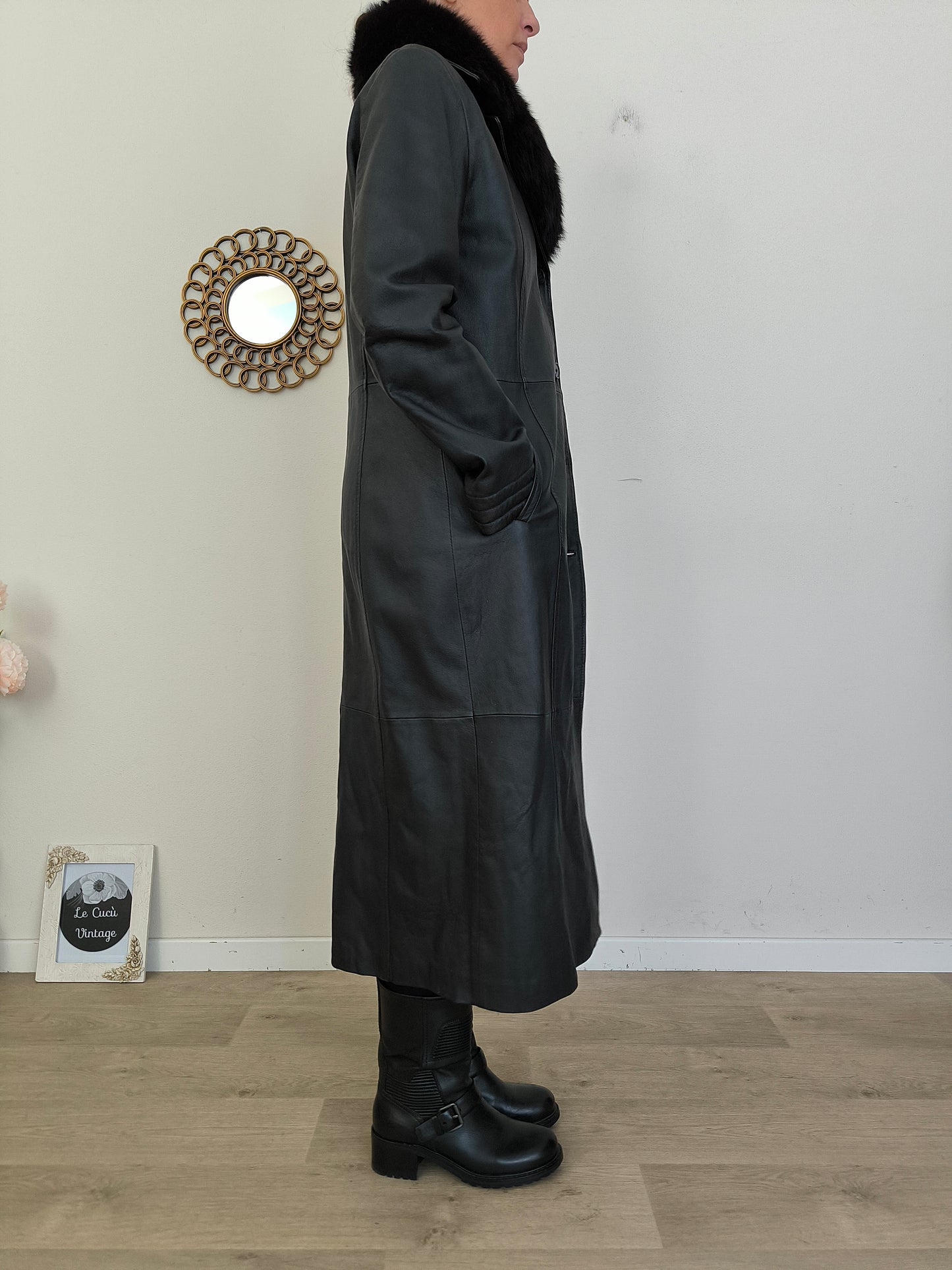 Cappotto vera pelle nero
