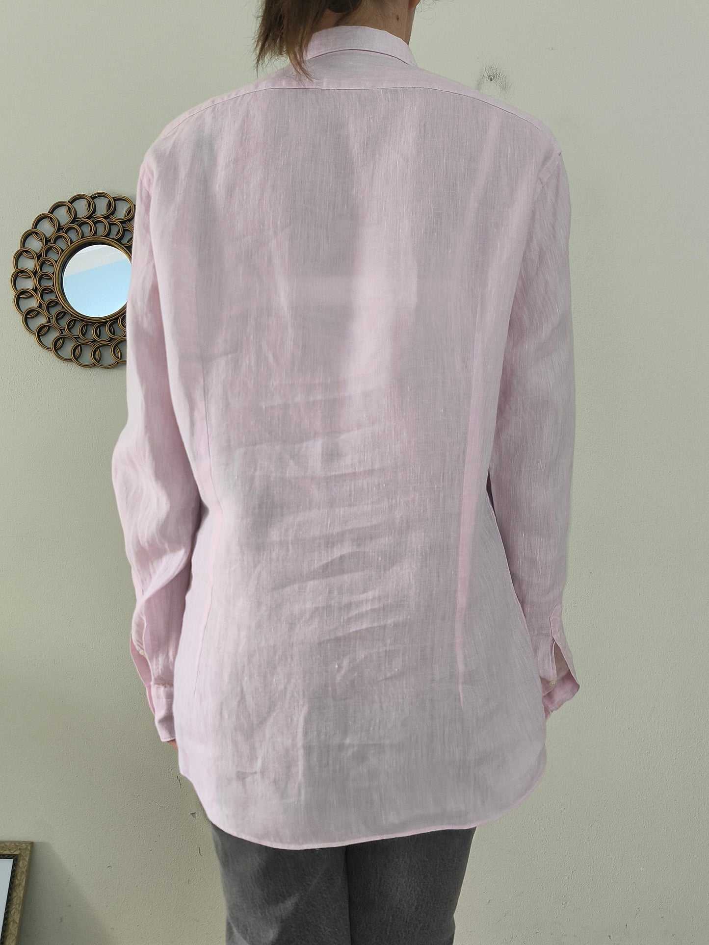 Camicia maschile unisex in lino rosa Rosso Malaspino