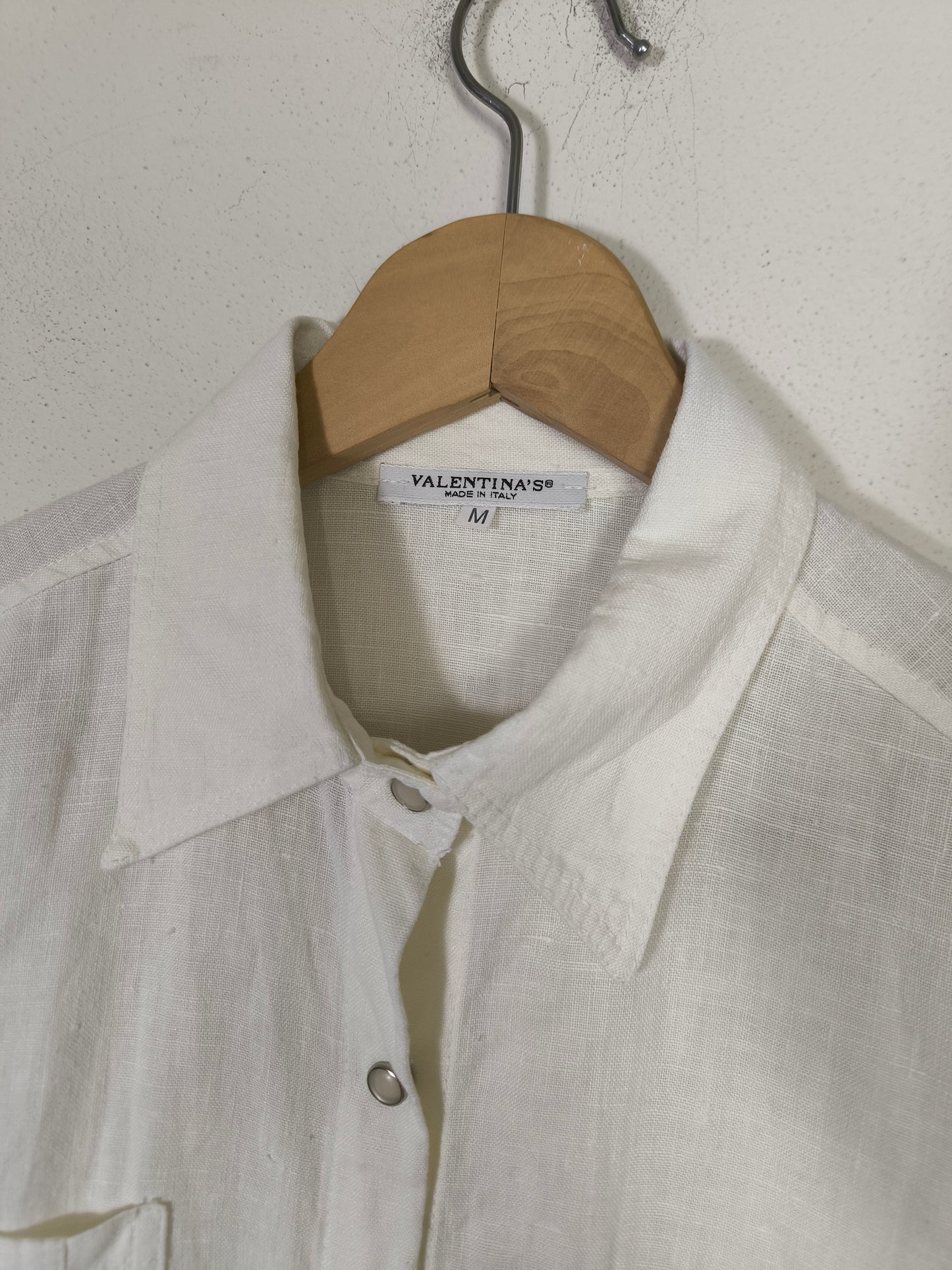 Camicetta vintage in lino bianco tg M