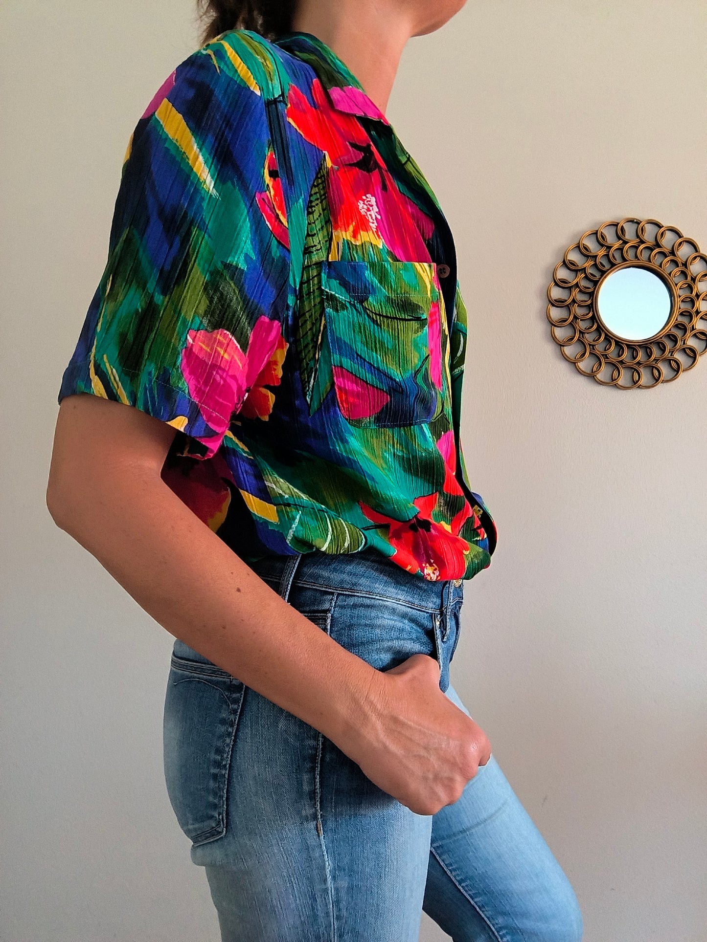 Camicia hawaiana in cotone arricciato unisex