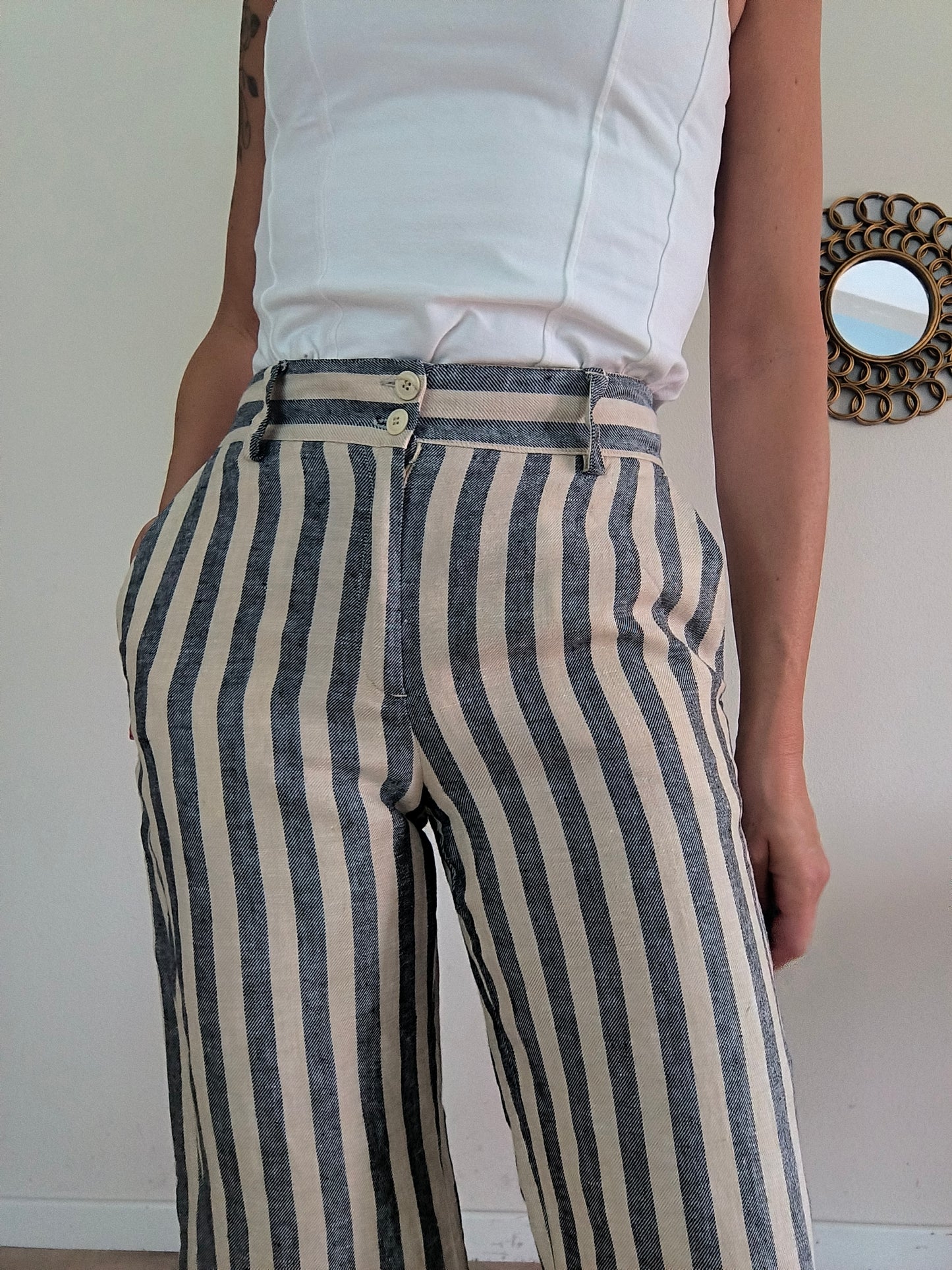 Pantalone Twin Set rigato in cotone