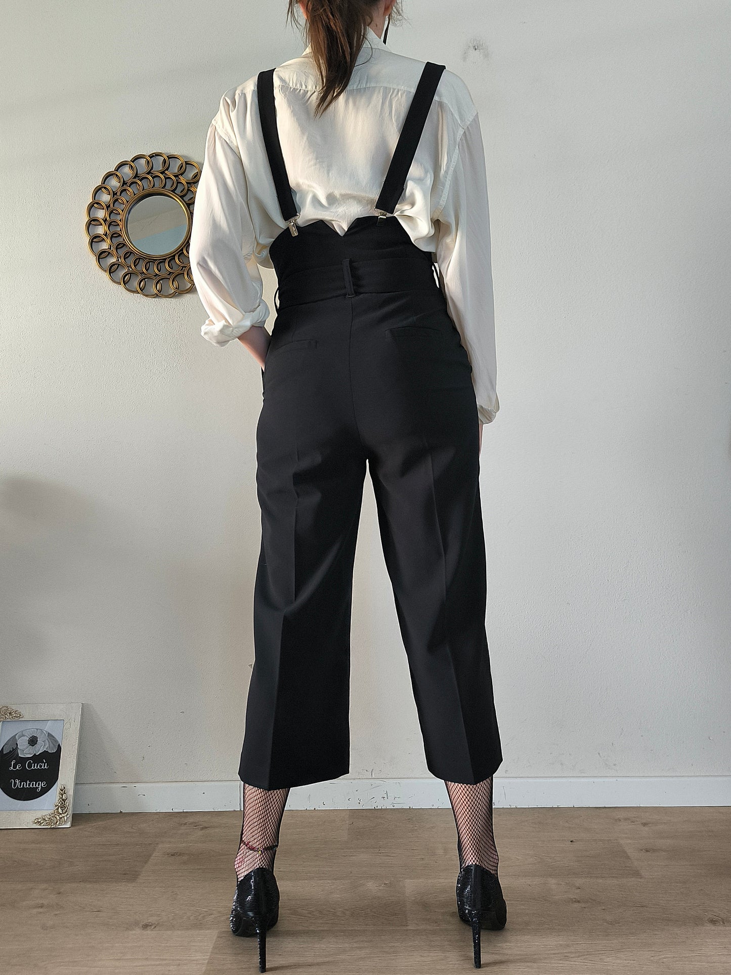 Pantalone Vicolo nero tg M con bretelle removibili
