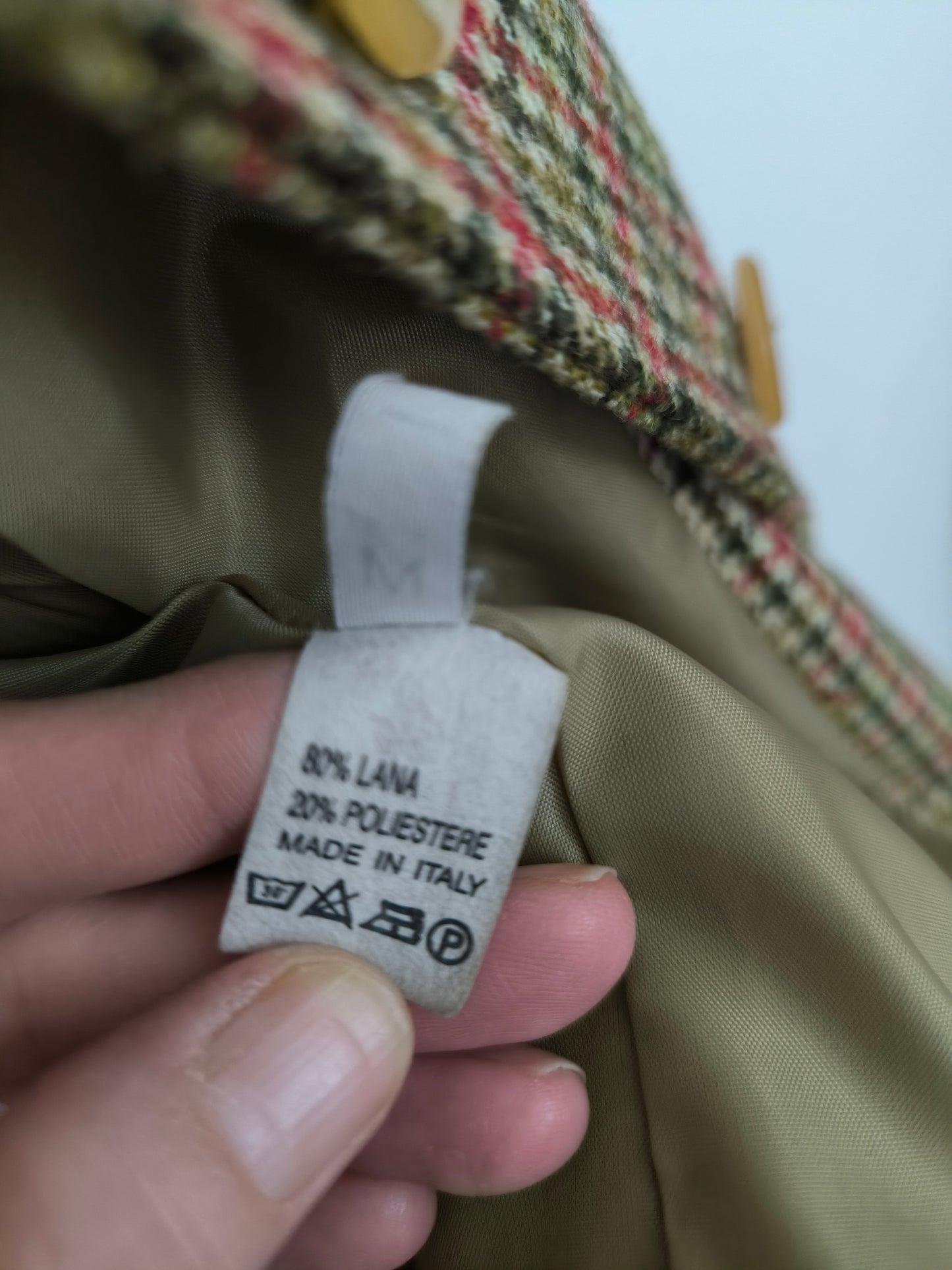 Blazer quadrettato in lana chiaro