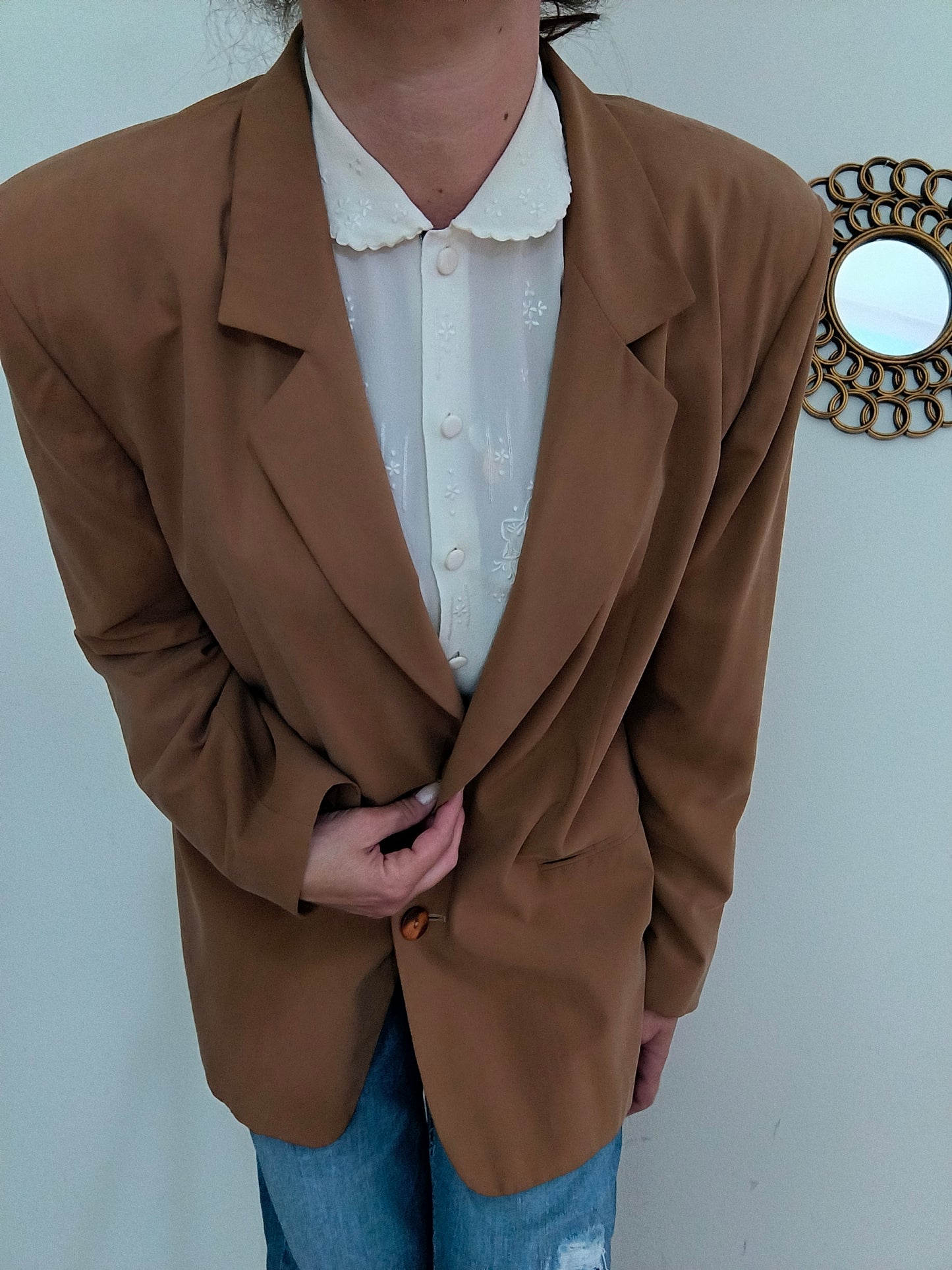 Blazer cammello vintage in viscosa