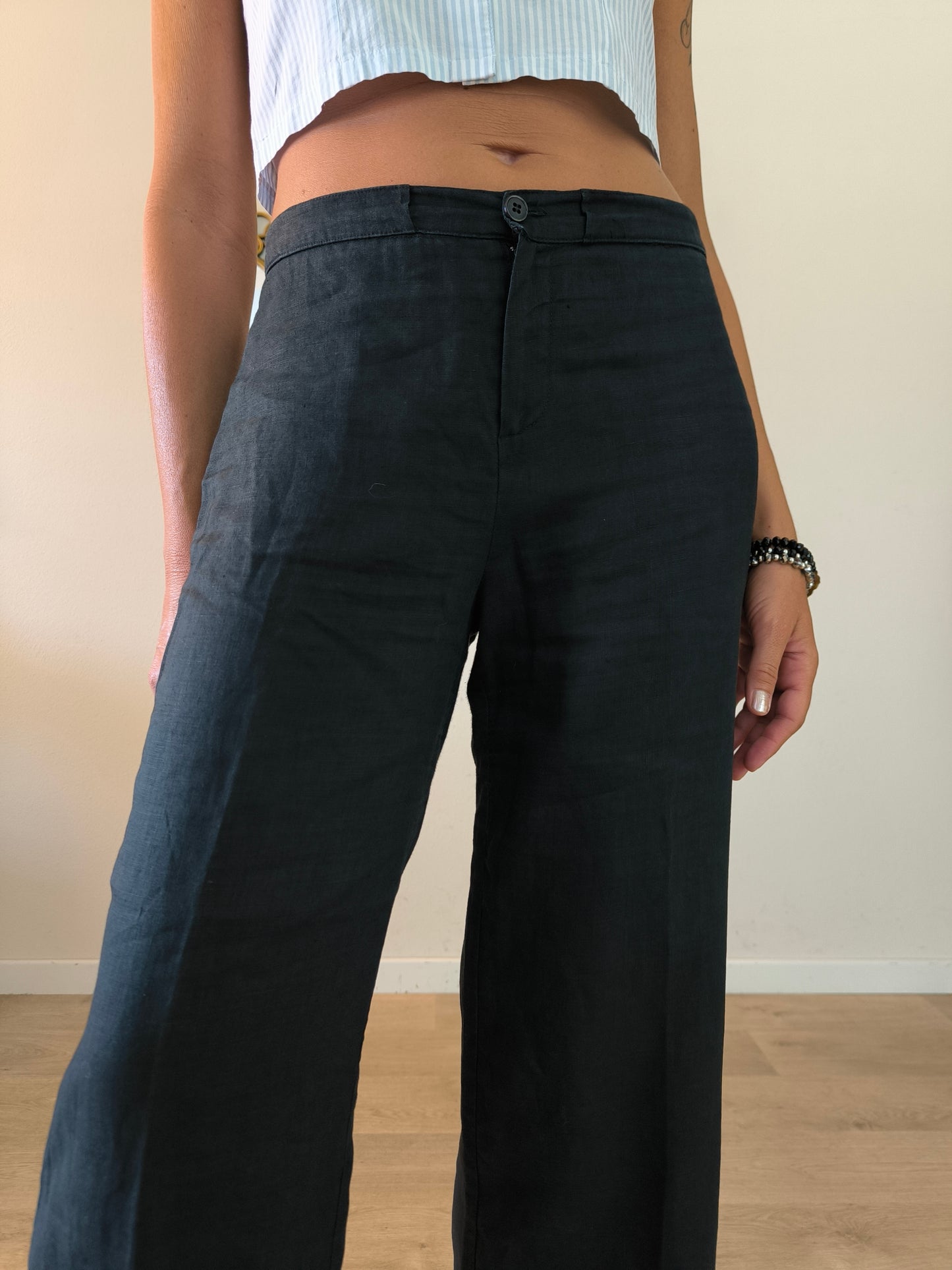 Pantalone Niama in puro lino nero