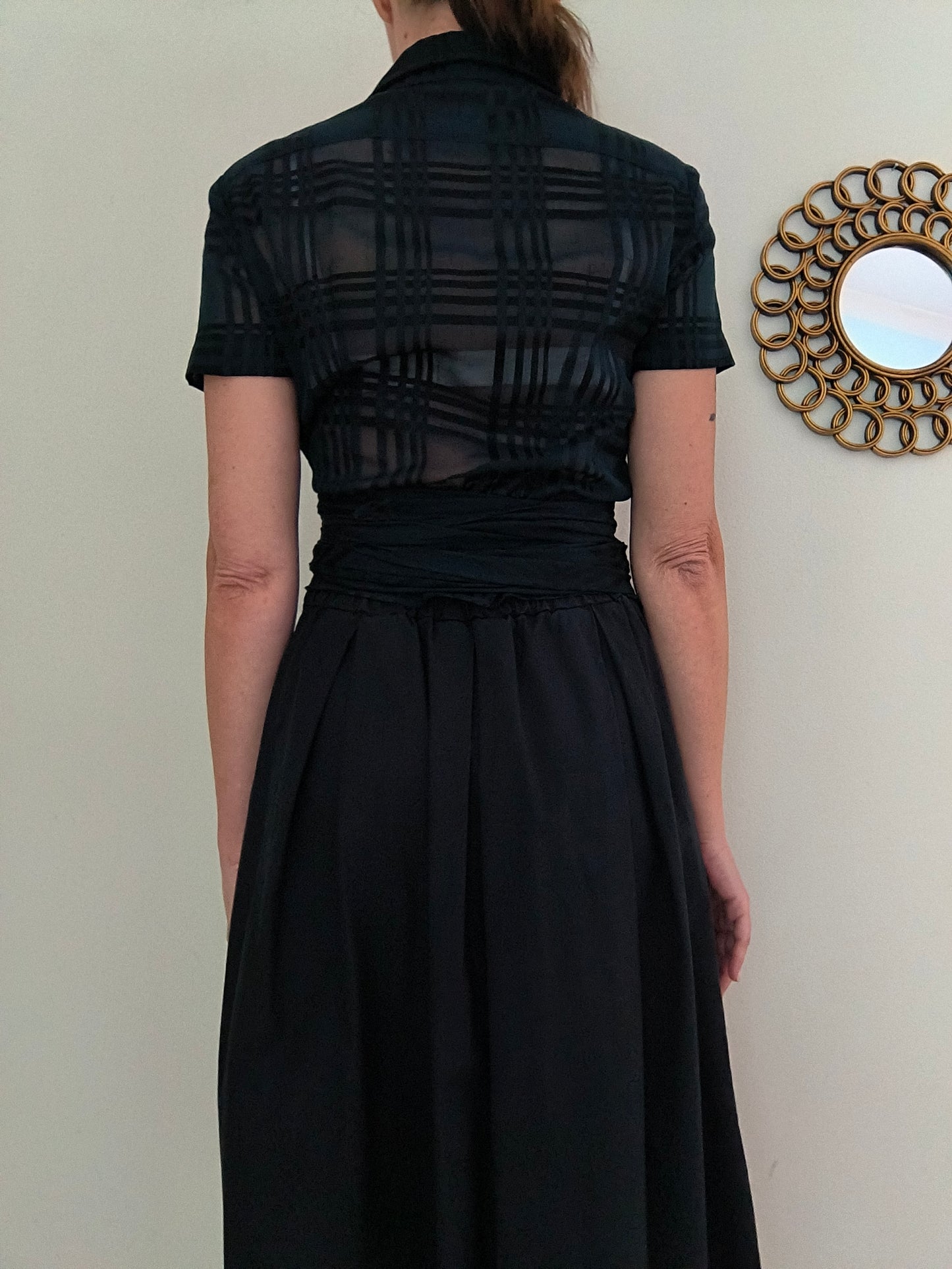 Camicia a incrocio semitrasparente