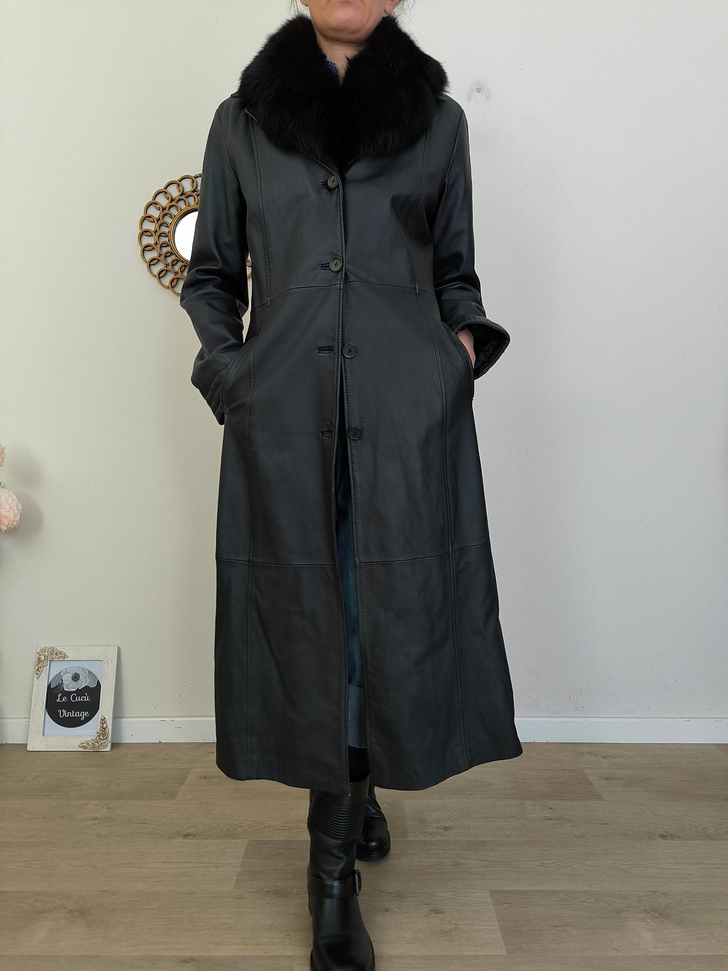 Cappotto vera pelle nero