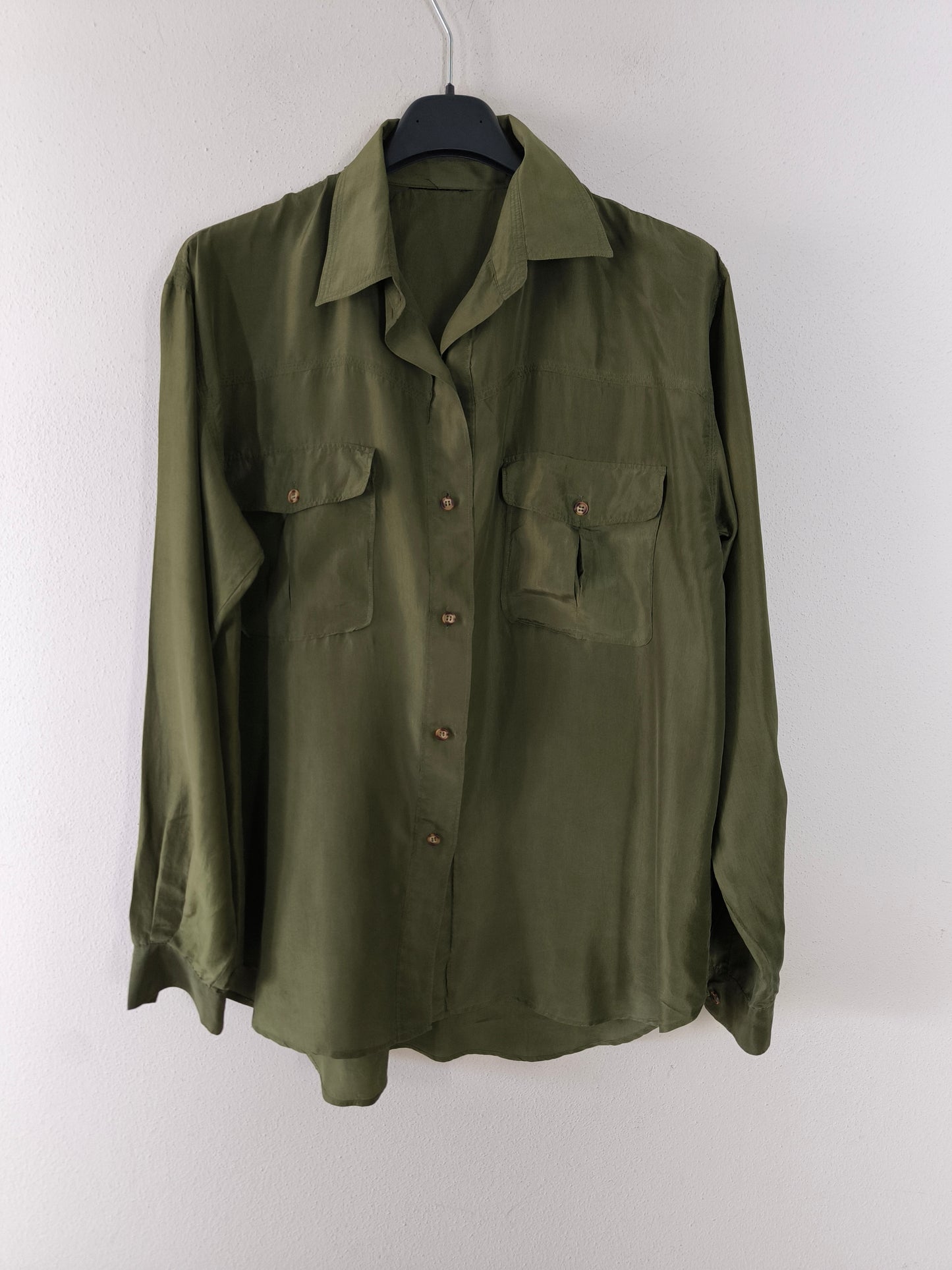 Camicia pura seta kaki