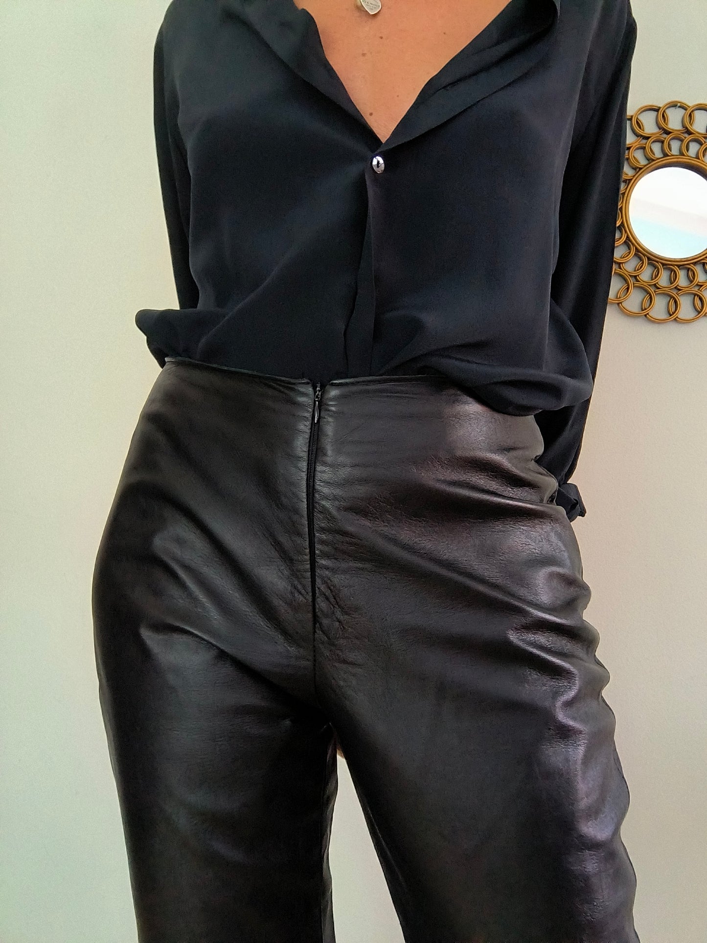 Pantalone in nappa nero