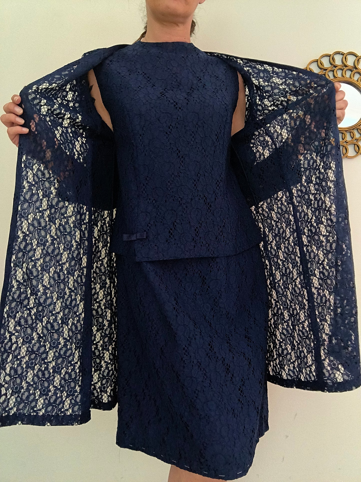 Completo anni 60 in pizzo macramè svizzero