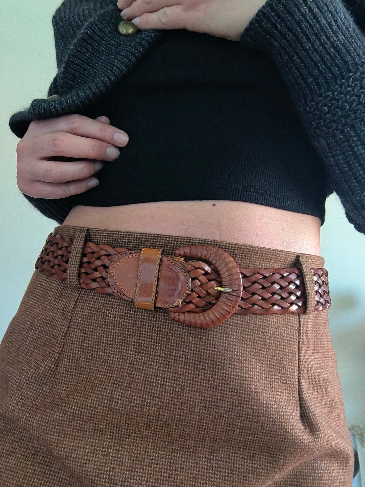 Cintura vintage in pelle intrecciata