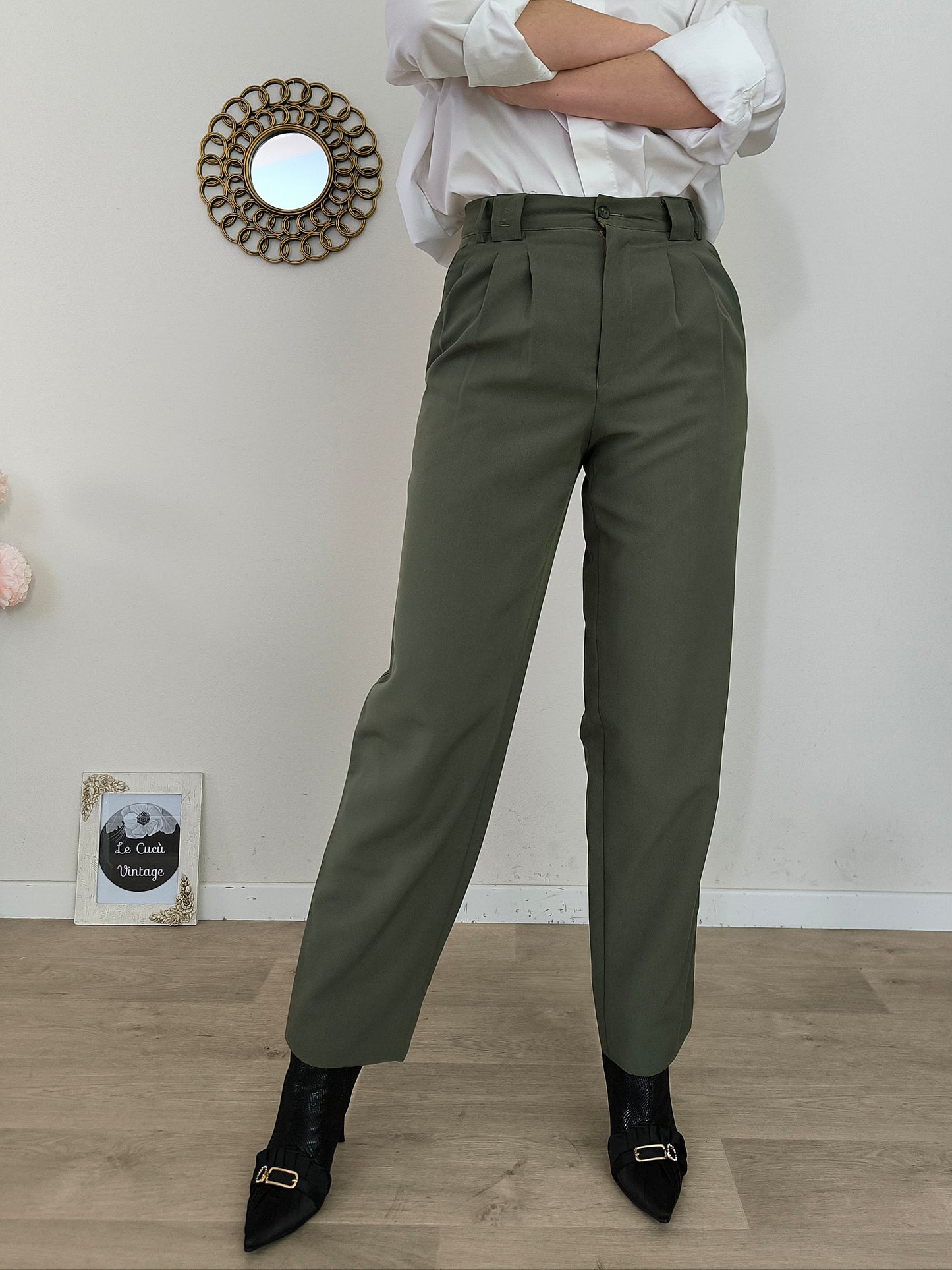 Pantalone No Strike olive anni 80 tg 42