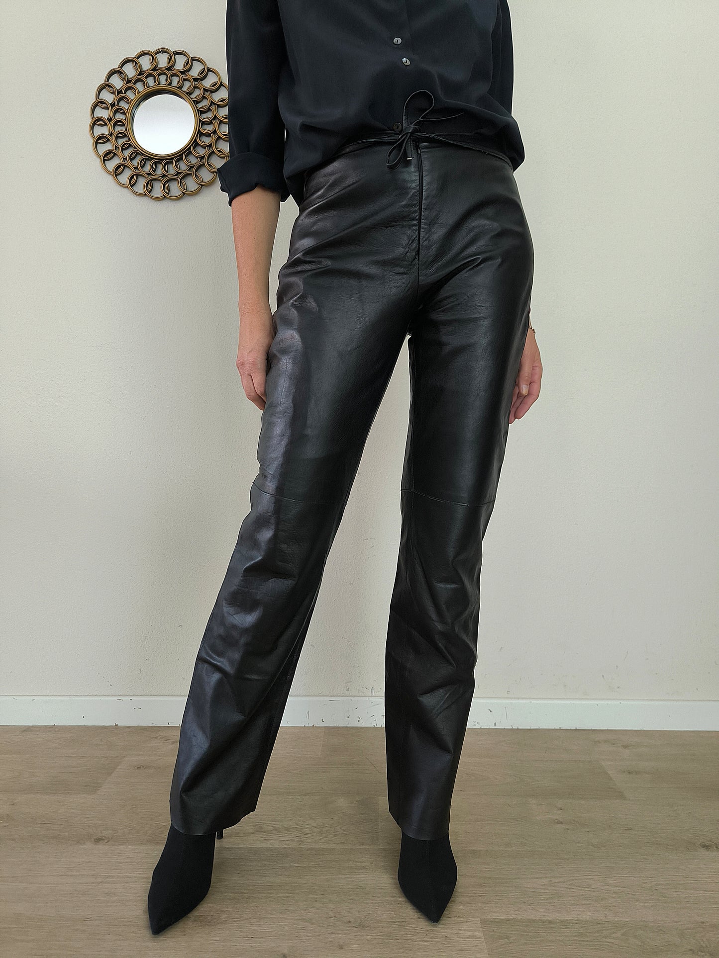 Pantalone in nappa nero