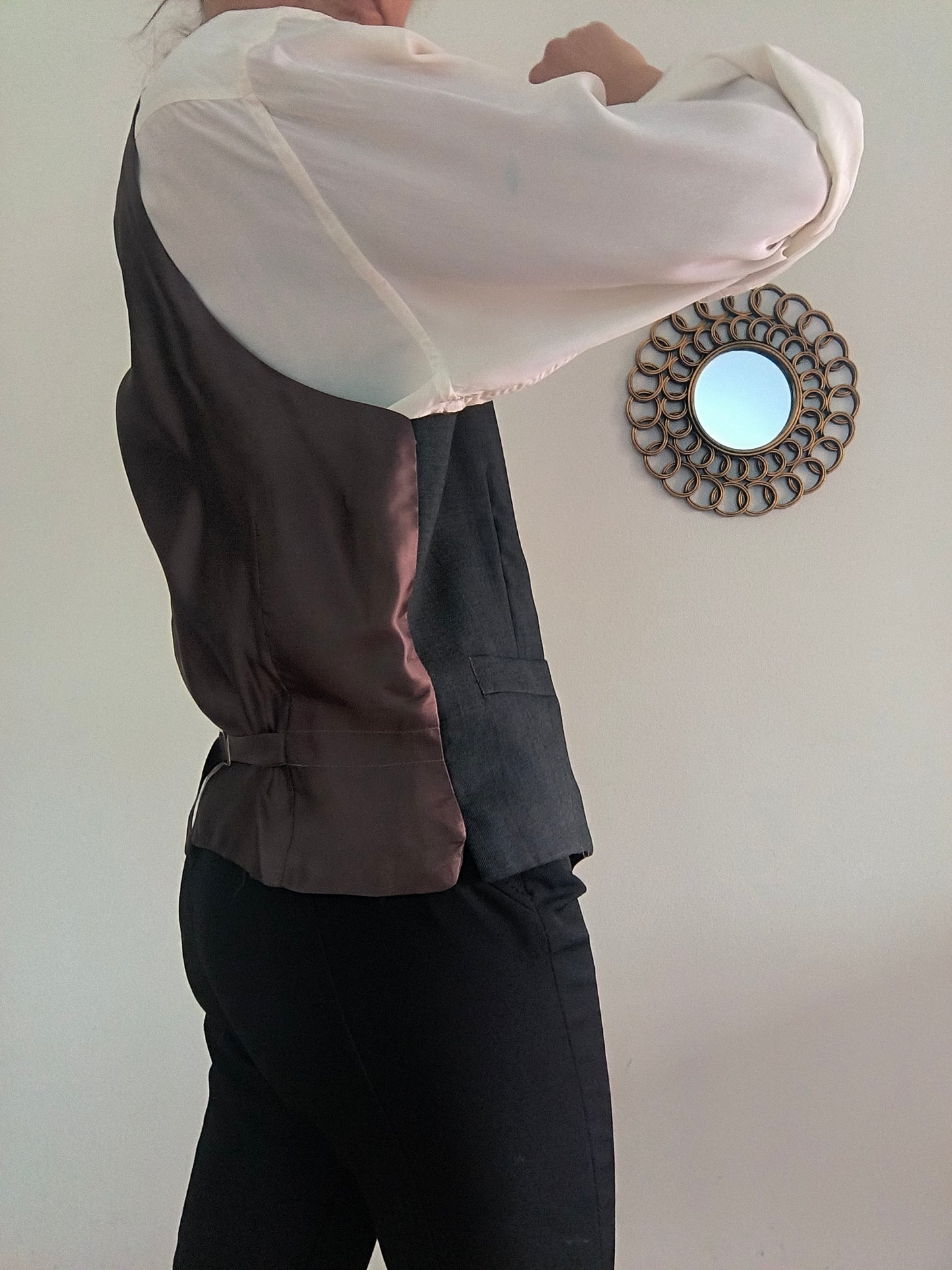 Gilet marrone/grigio pura lana vergine tg 48