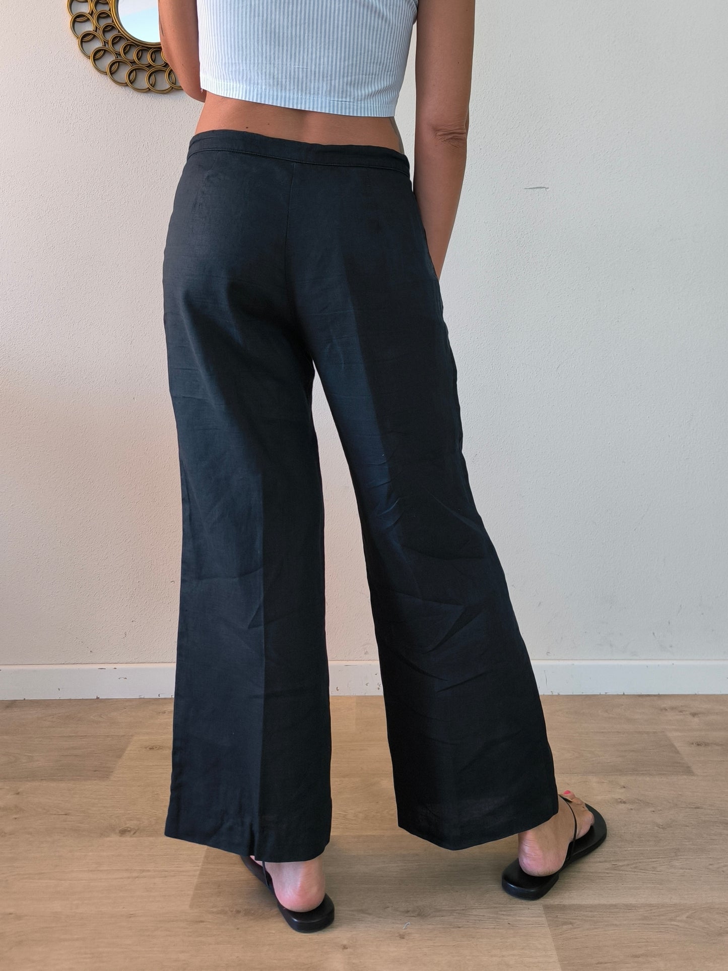 Pantalone Niama in puro lino nero