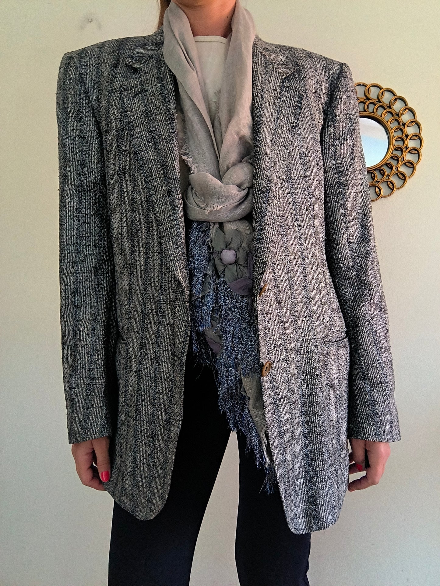 Blazer pura seta grigio