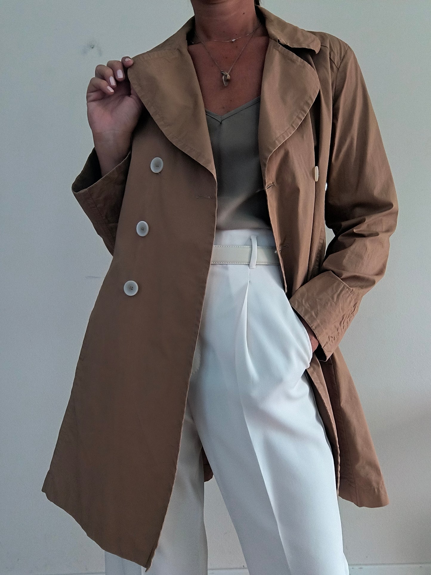 Trench cammello in cotone