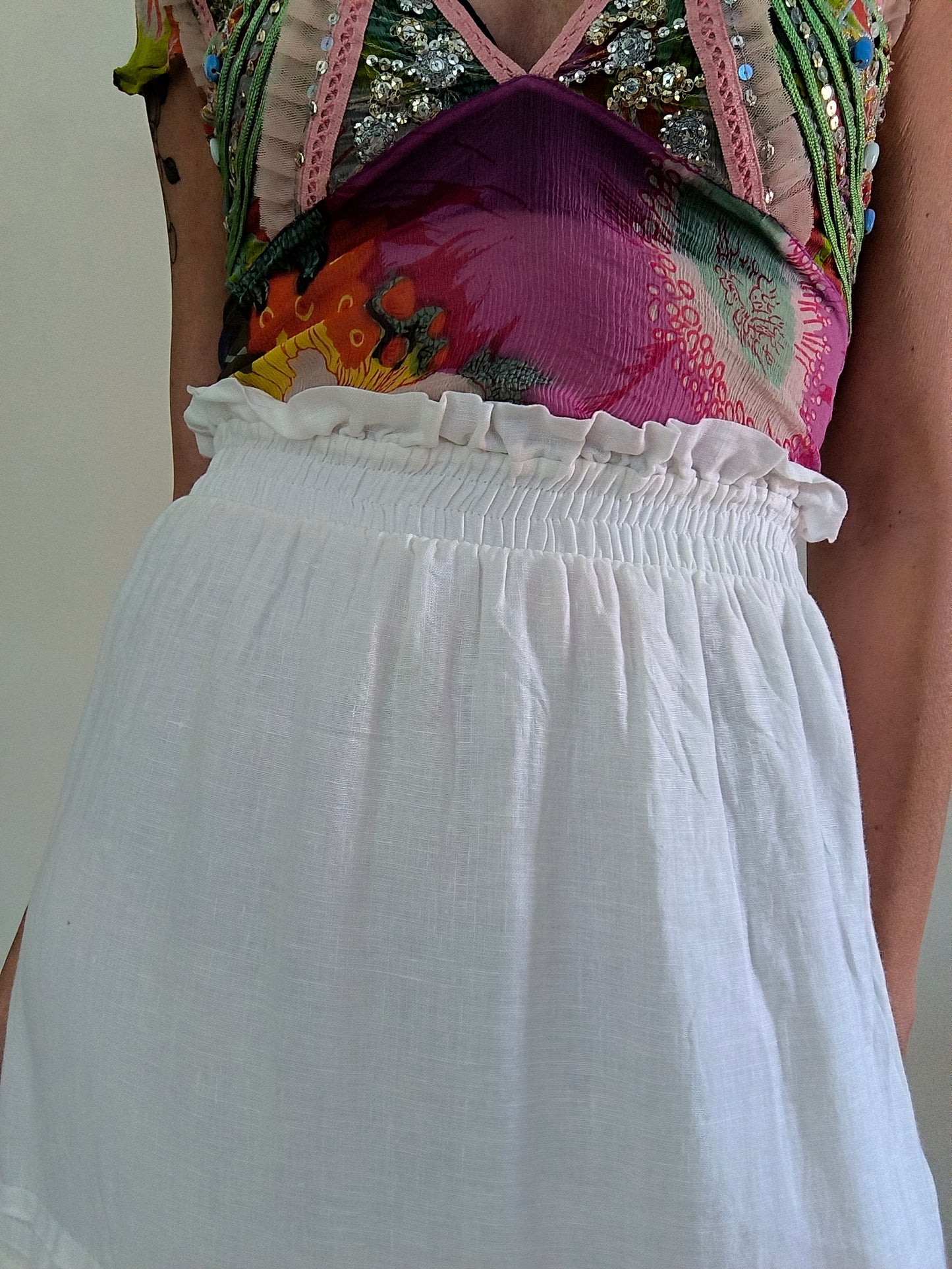 Gonna lunga Imperial in lino bianco