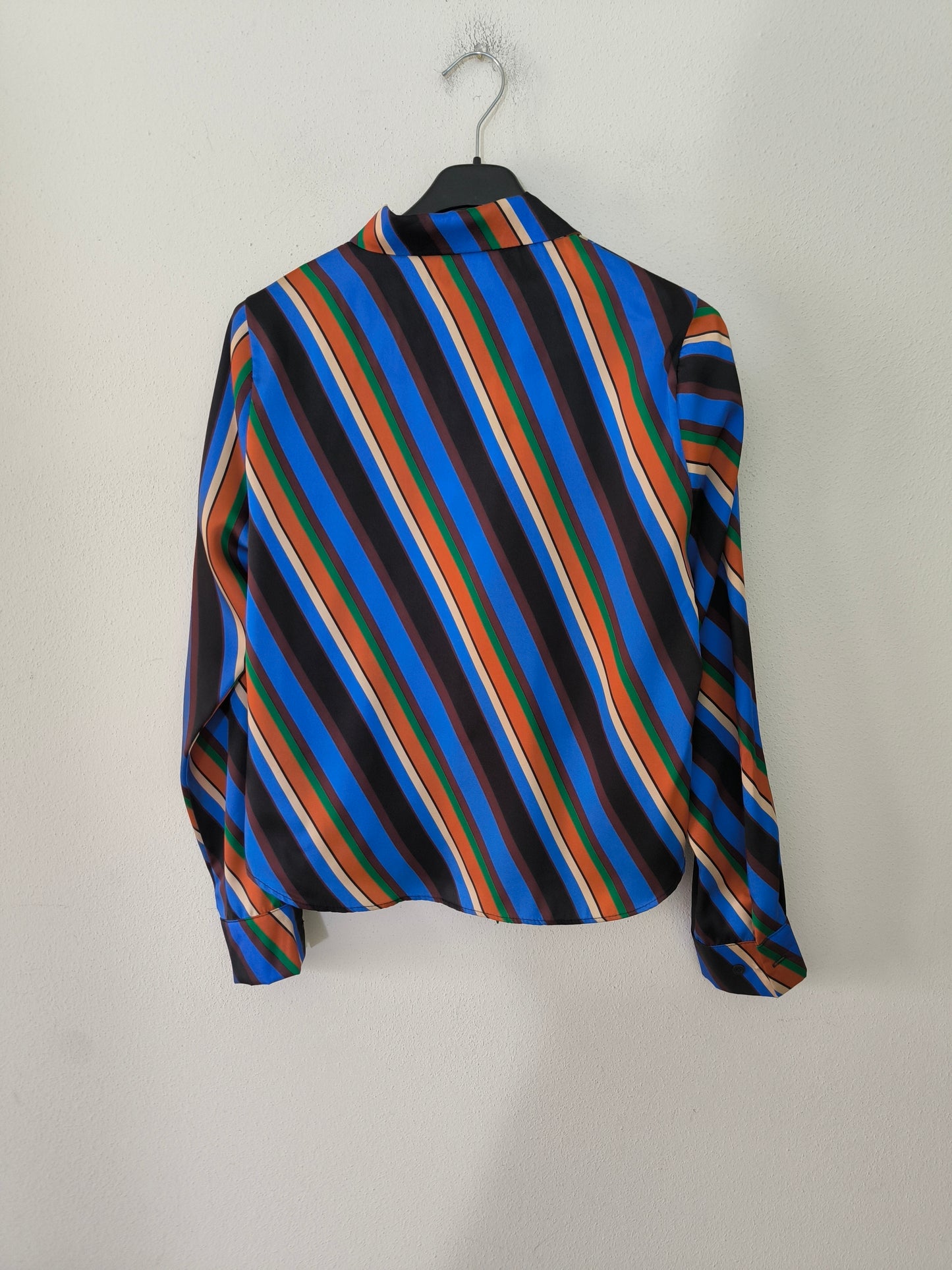 Camicetta in satin blu a righe Nuna Lie tg S