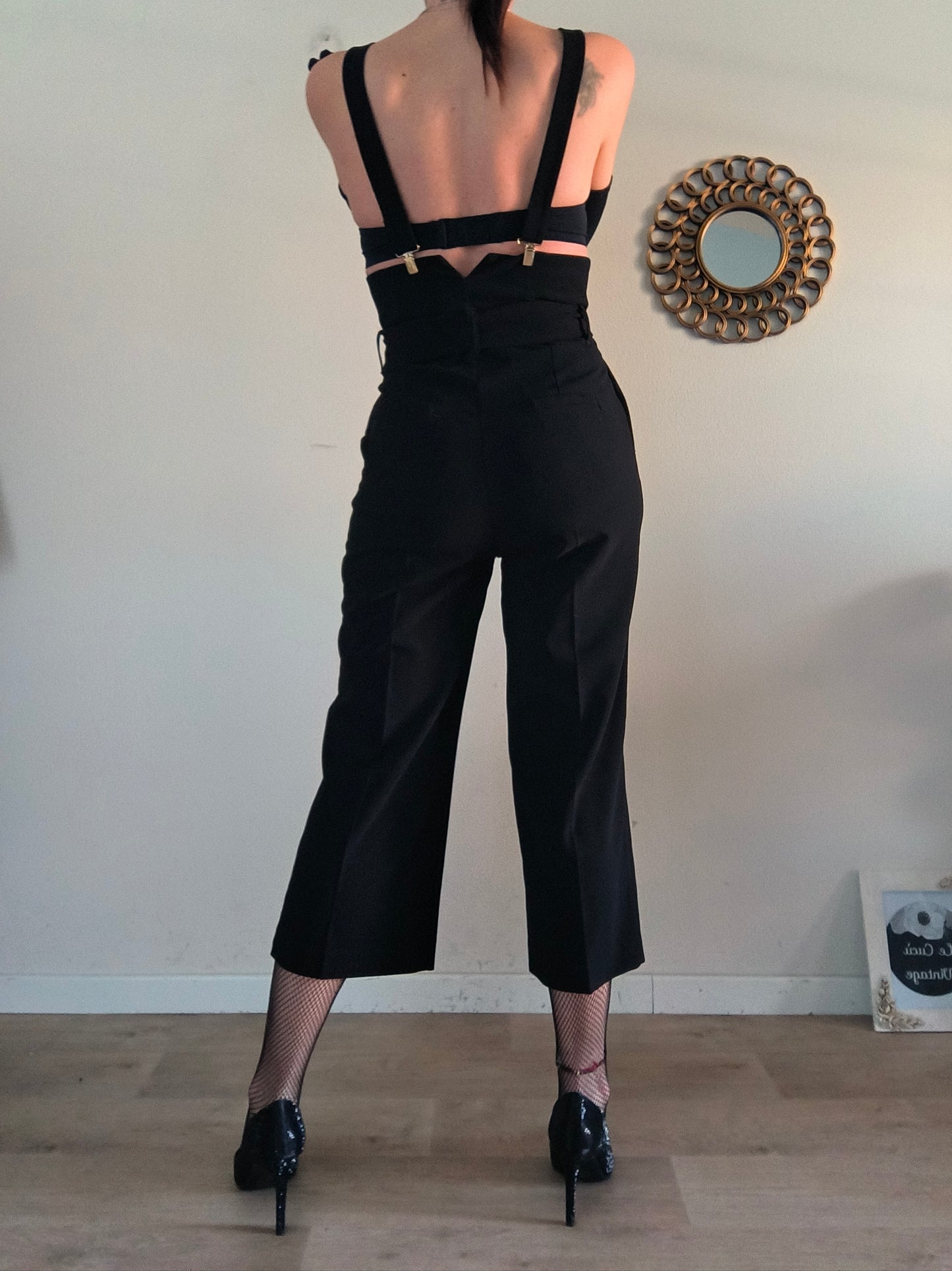Pantalone Vicolo nero tg M con bretelle removibili