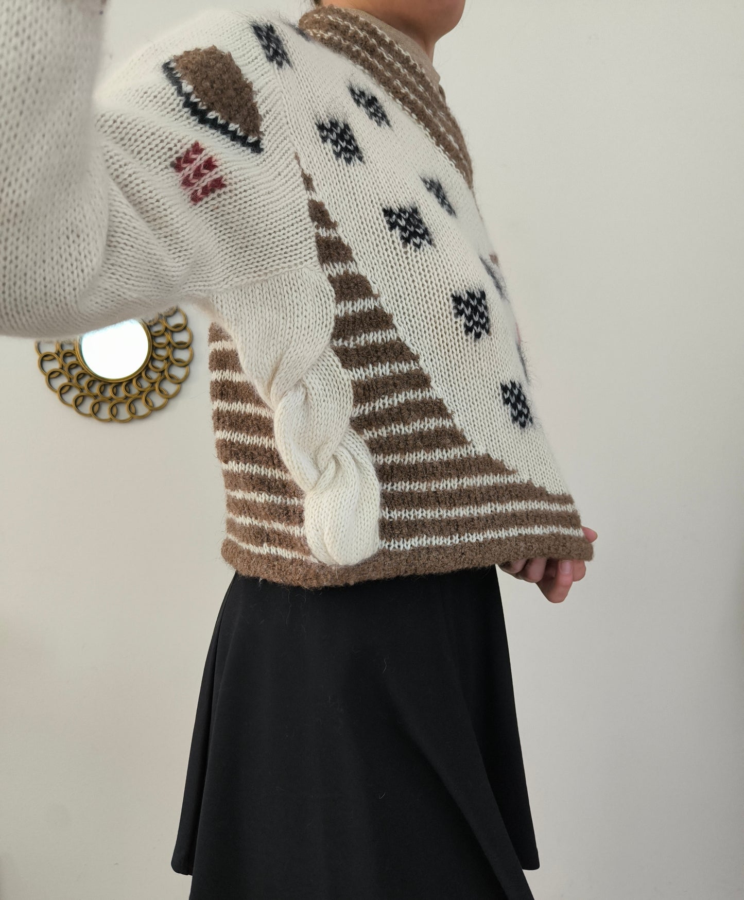 Maglione vintage fantasia in lana alpaca