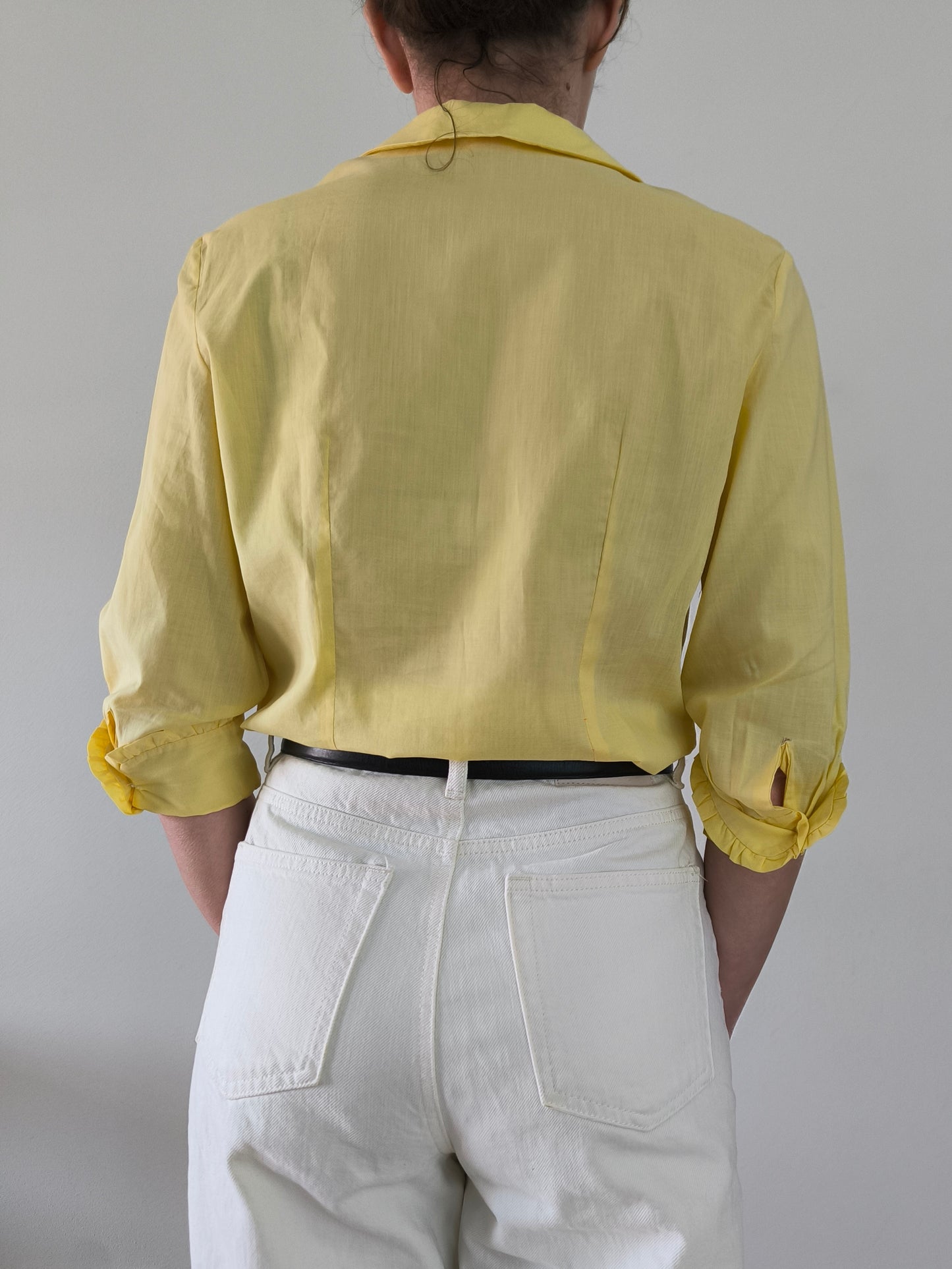 Camicia 1950's in cotone giallo crema tg S