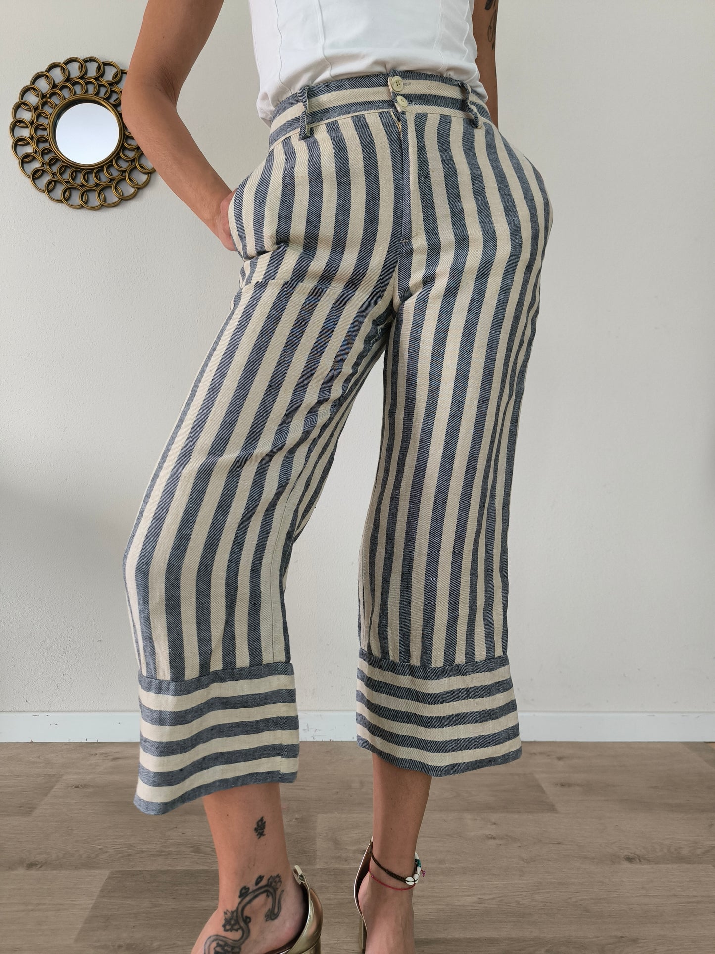 Pantalone Twin Set rigato in cotone