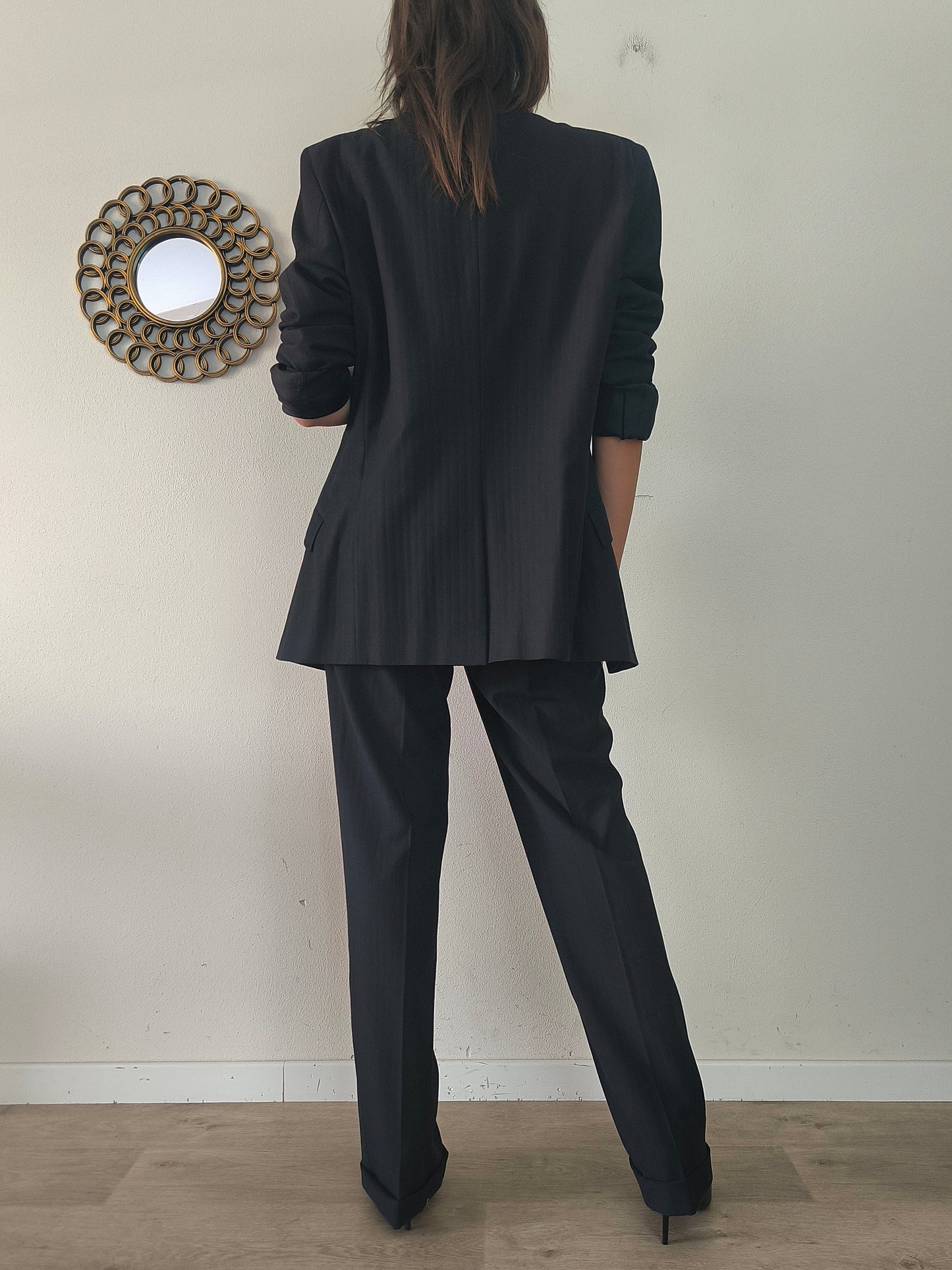 Completo giacca pantalone Versace in lana nero