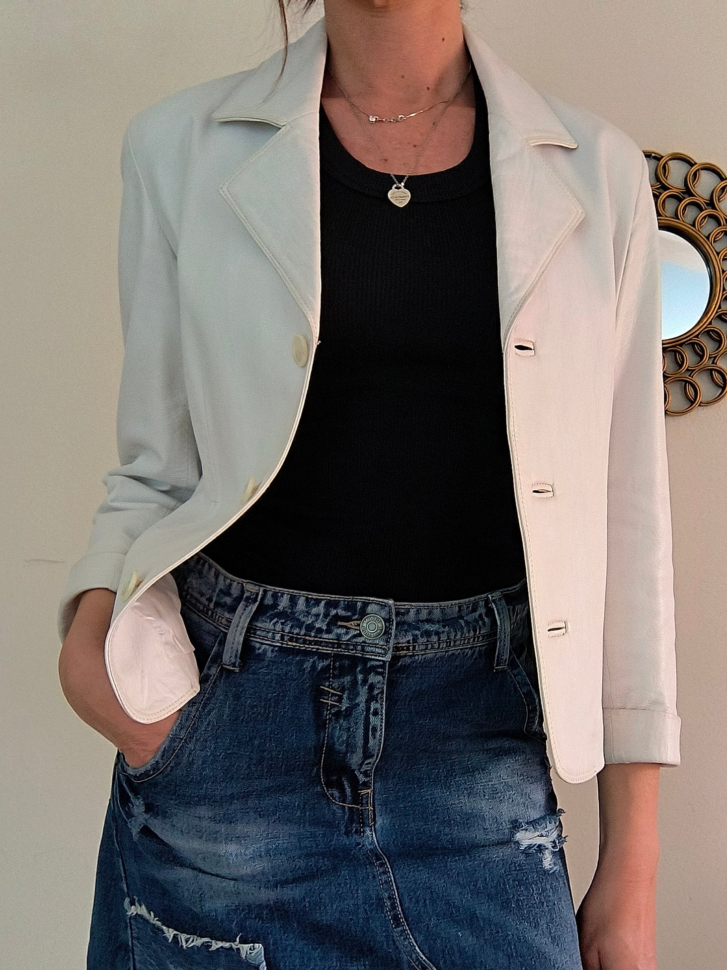 Blazer vera pelle bianco