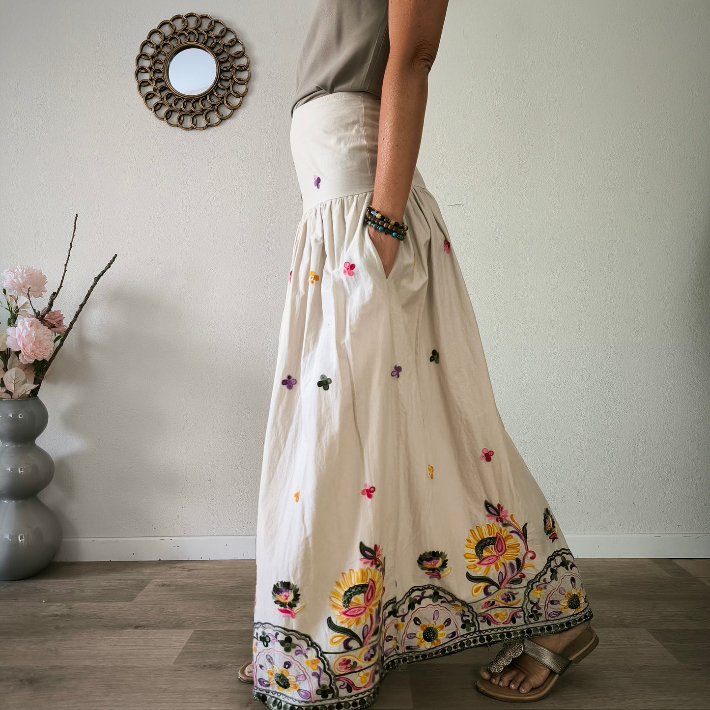 Gonna boho chic ricamata