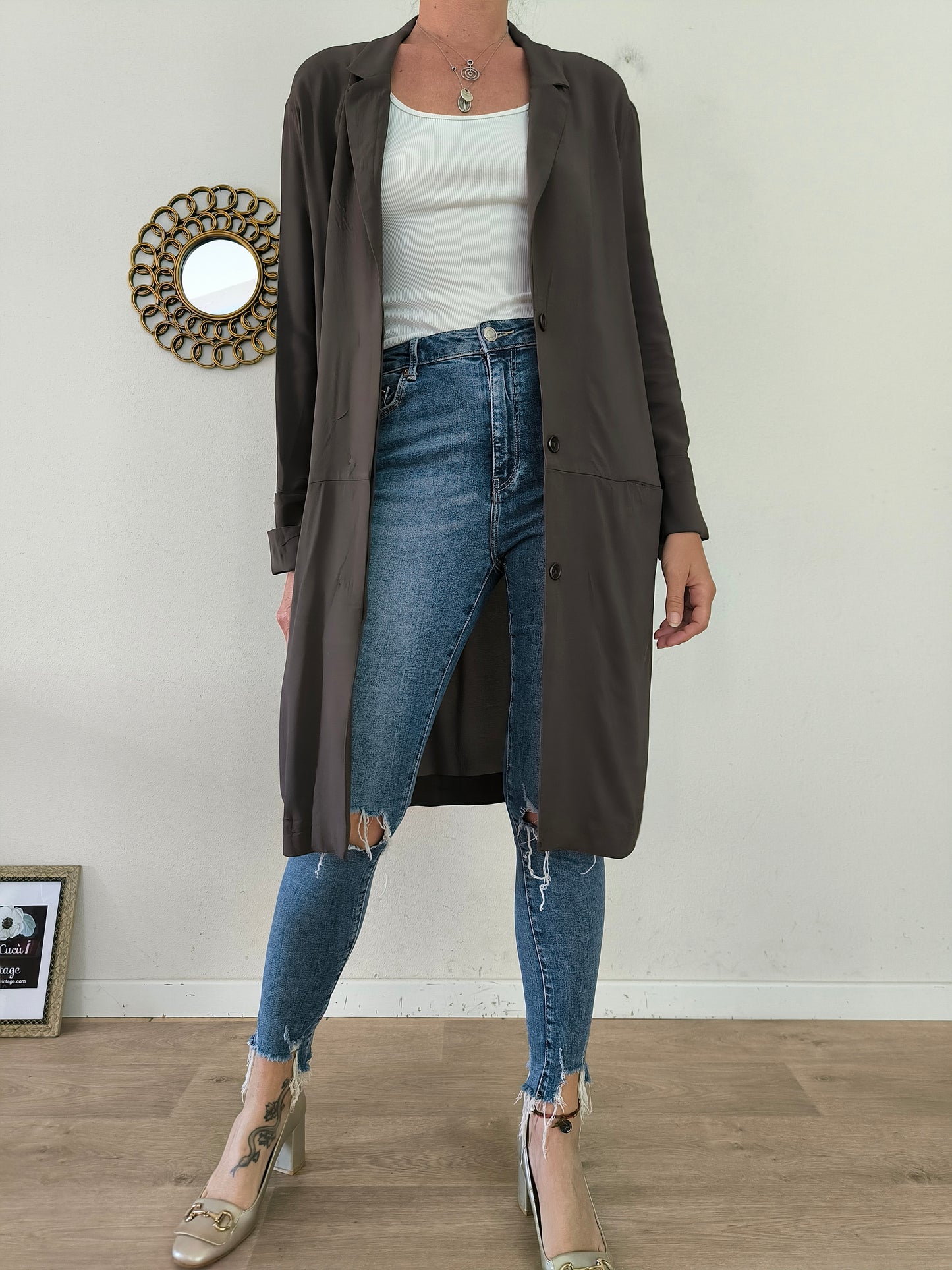 Cardigan lungo Liviana Conti in viscosa marrone