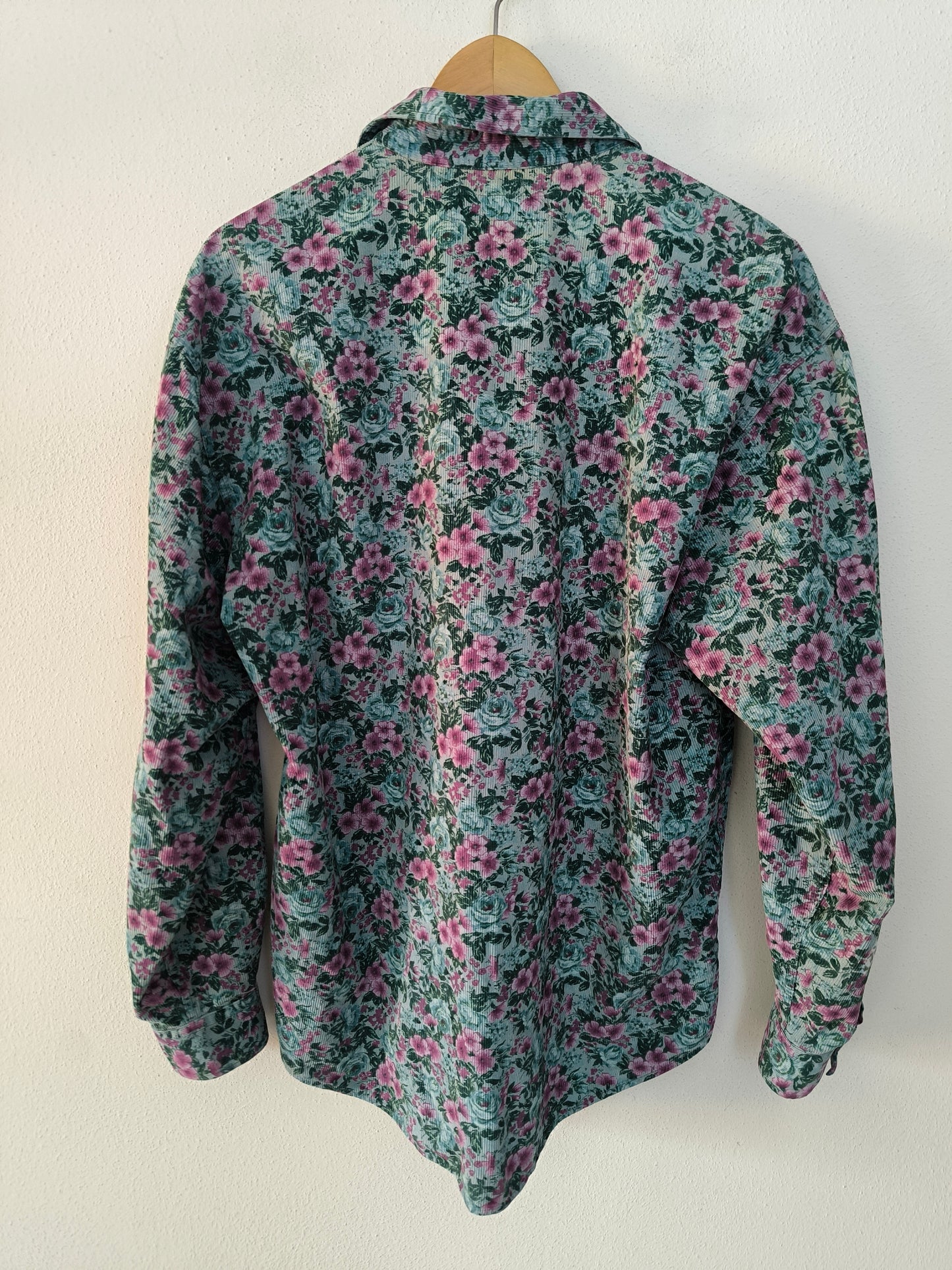 Camicia vintage floreale in velluto a coste