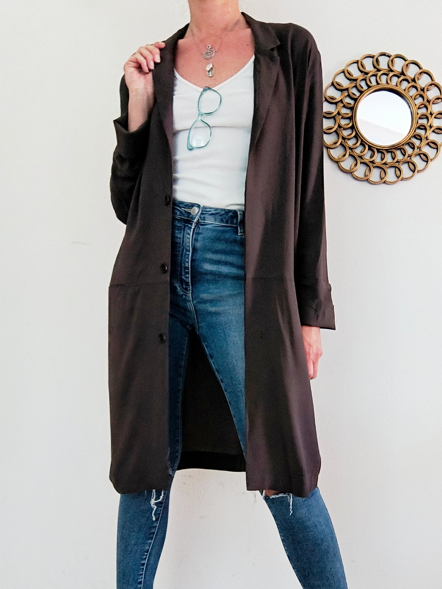 Cardigan lungo Liviana Conti in viscosa marrone