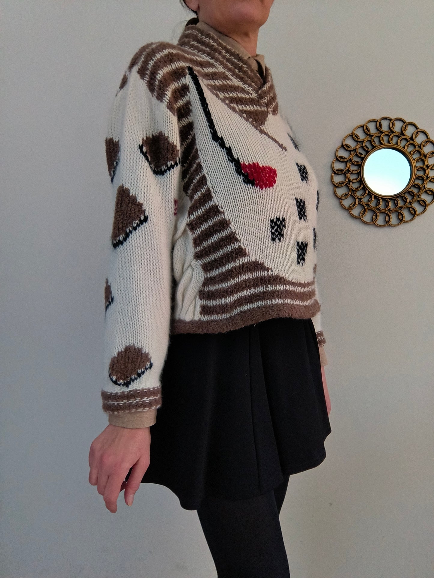 Maglione vintage fantasia in lana alpaca