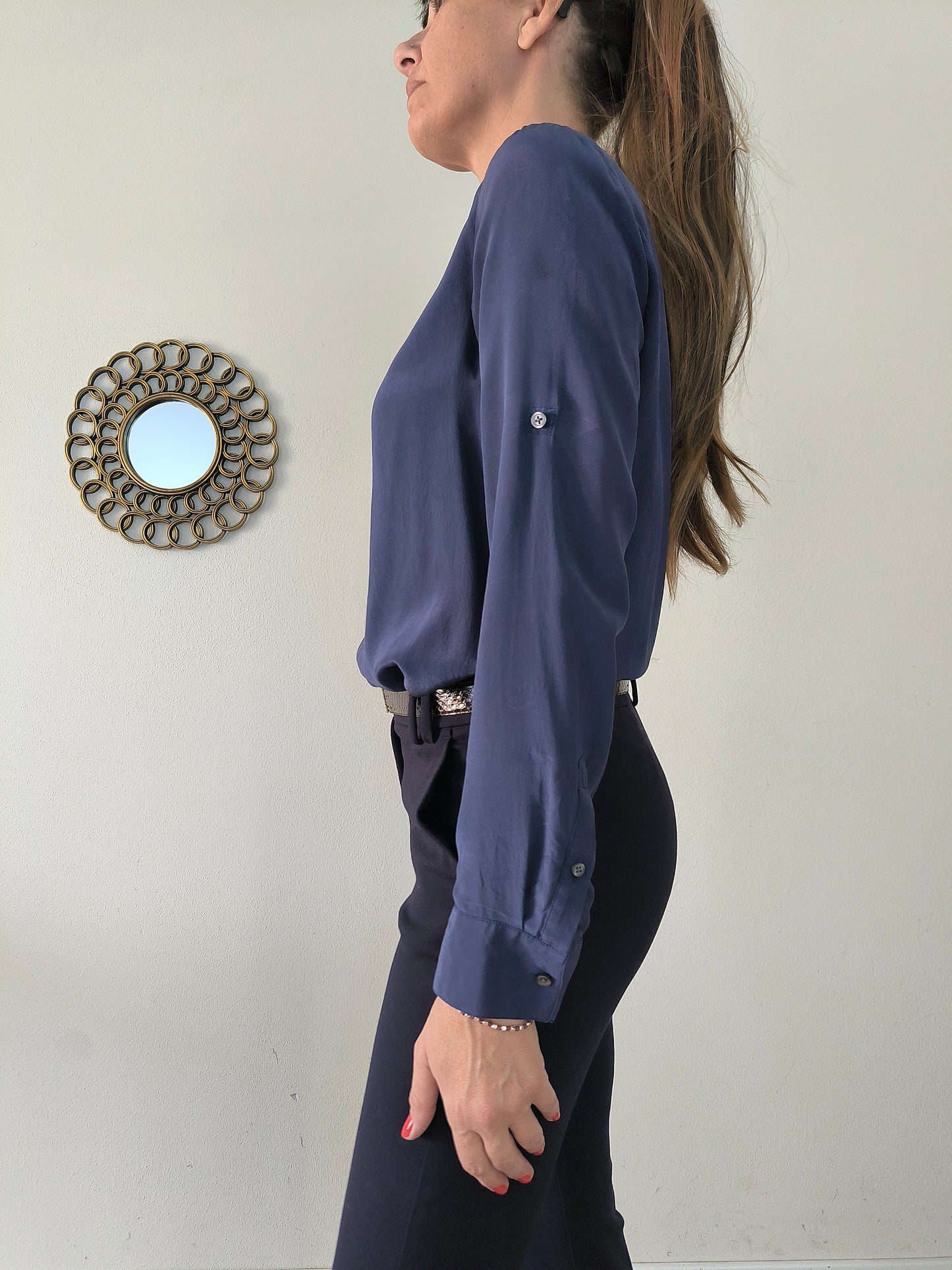Camicetta in seta blu Banana Republic