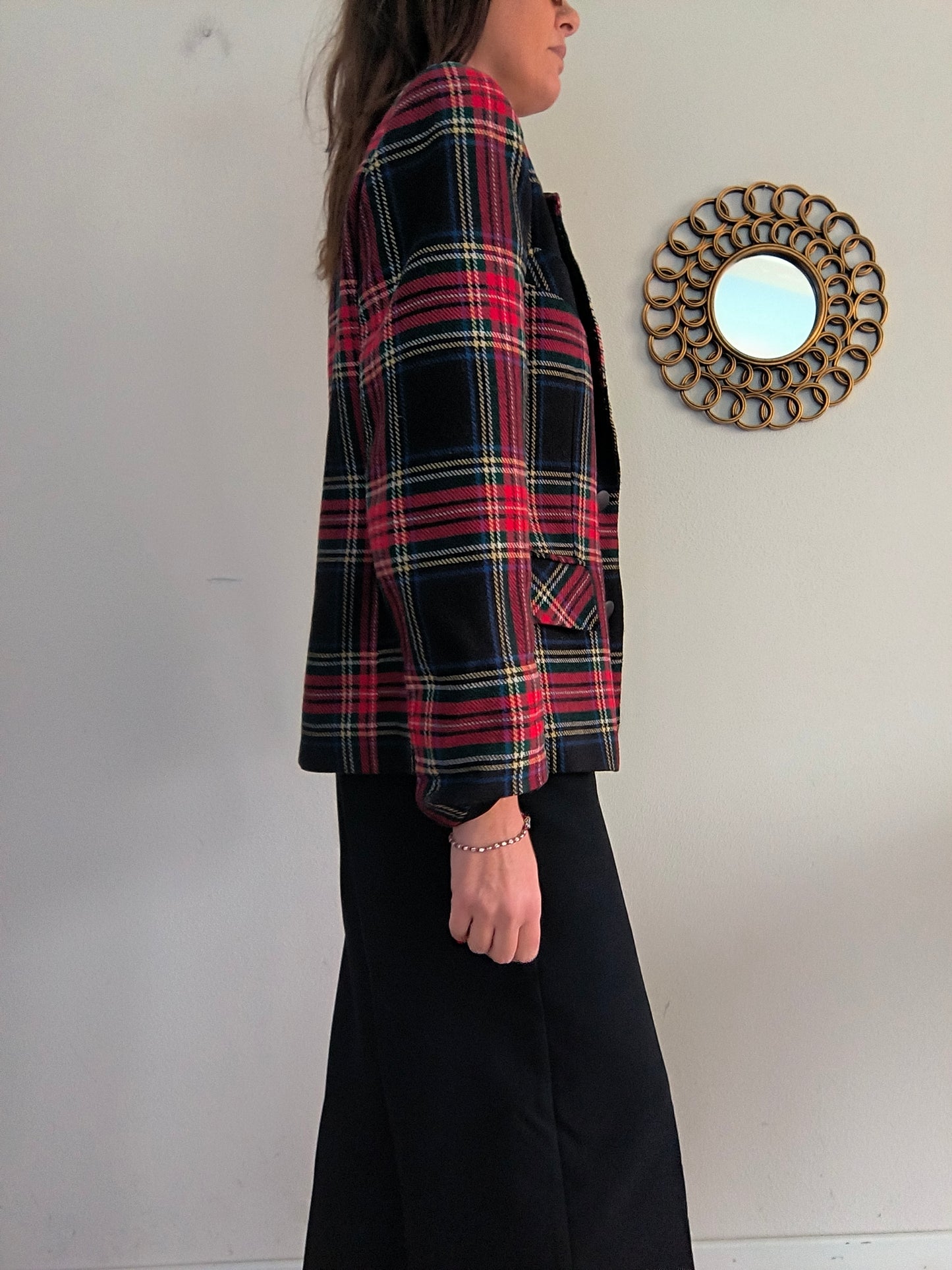 Blazer in tartan rosso/nero tg M