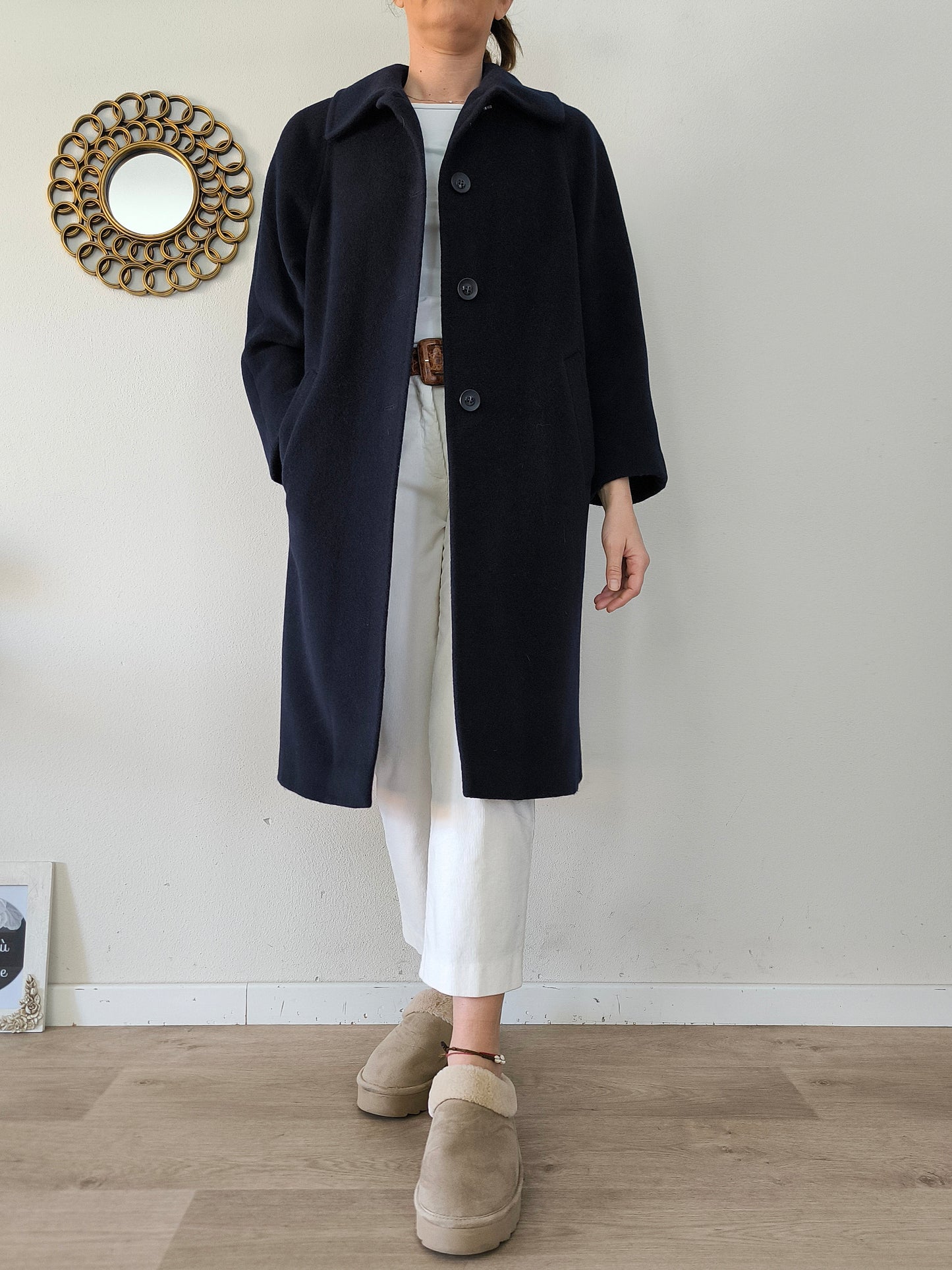 Cappotto lanificio Campore blu notte pura lana vergine