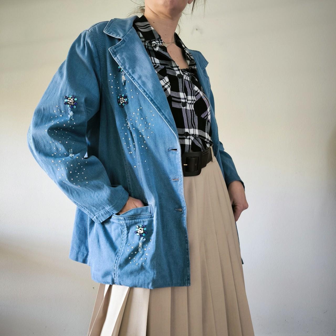 Blazer vintage in denim con applicazioni tg 48