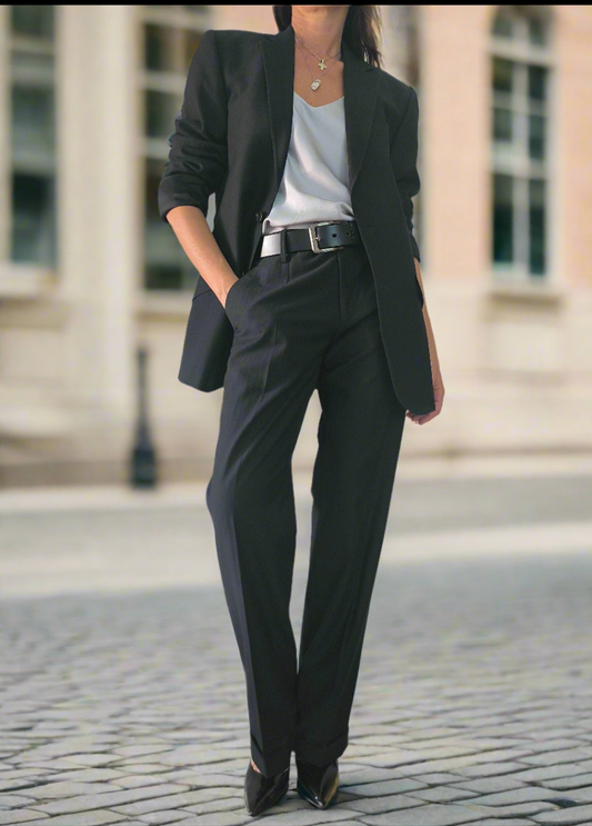 Completo giacca pantalone Versace in lana nero