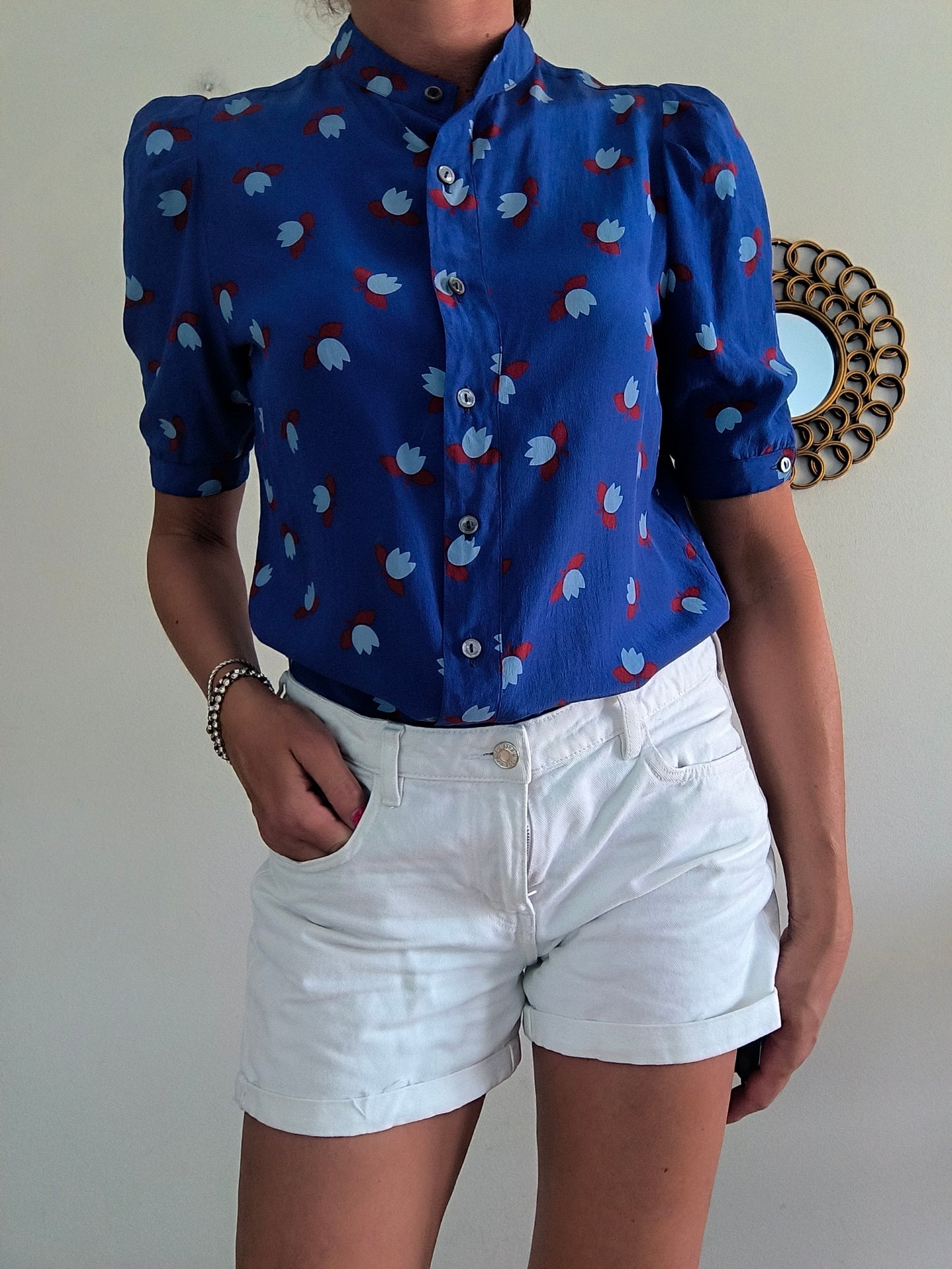Camicetta seta blu