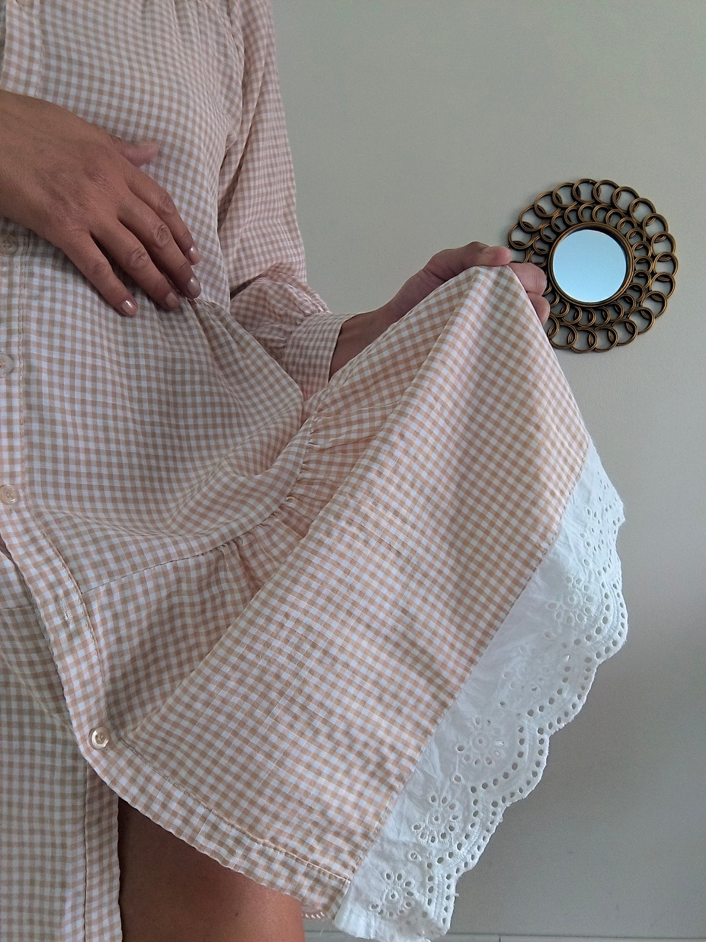 Abito estivo a quadretti vichy color cammeo