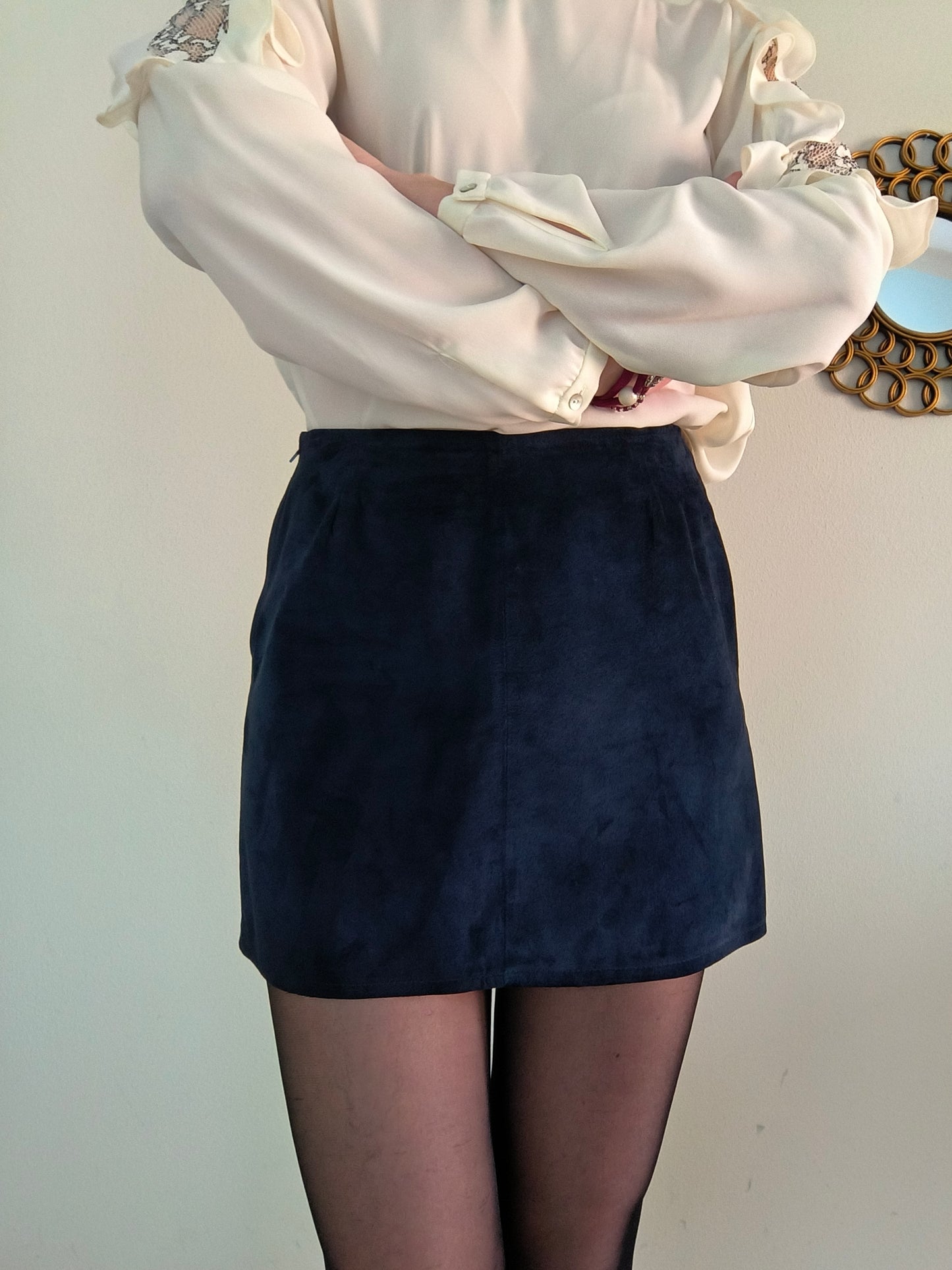 Minigonna scamosciata blu Sisley tg S