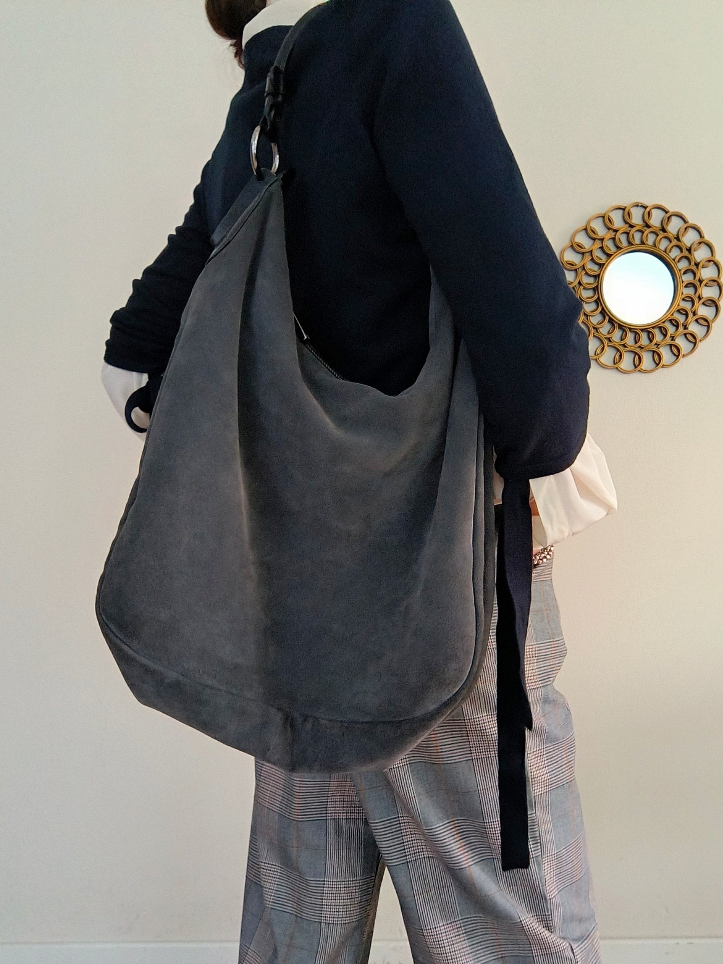 Tosca blu big bag camoscio grigio
