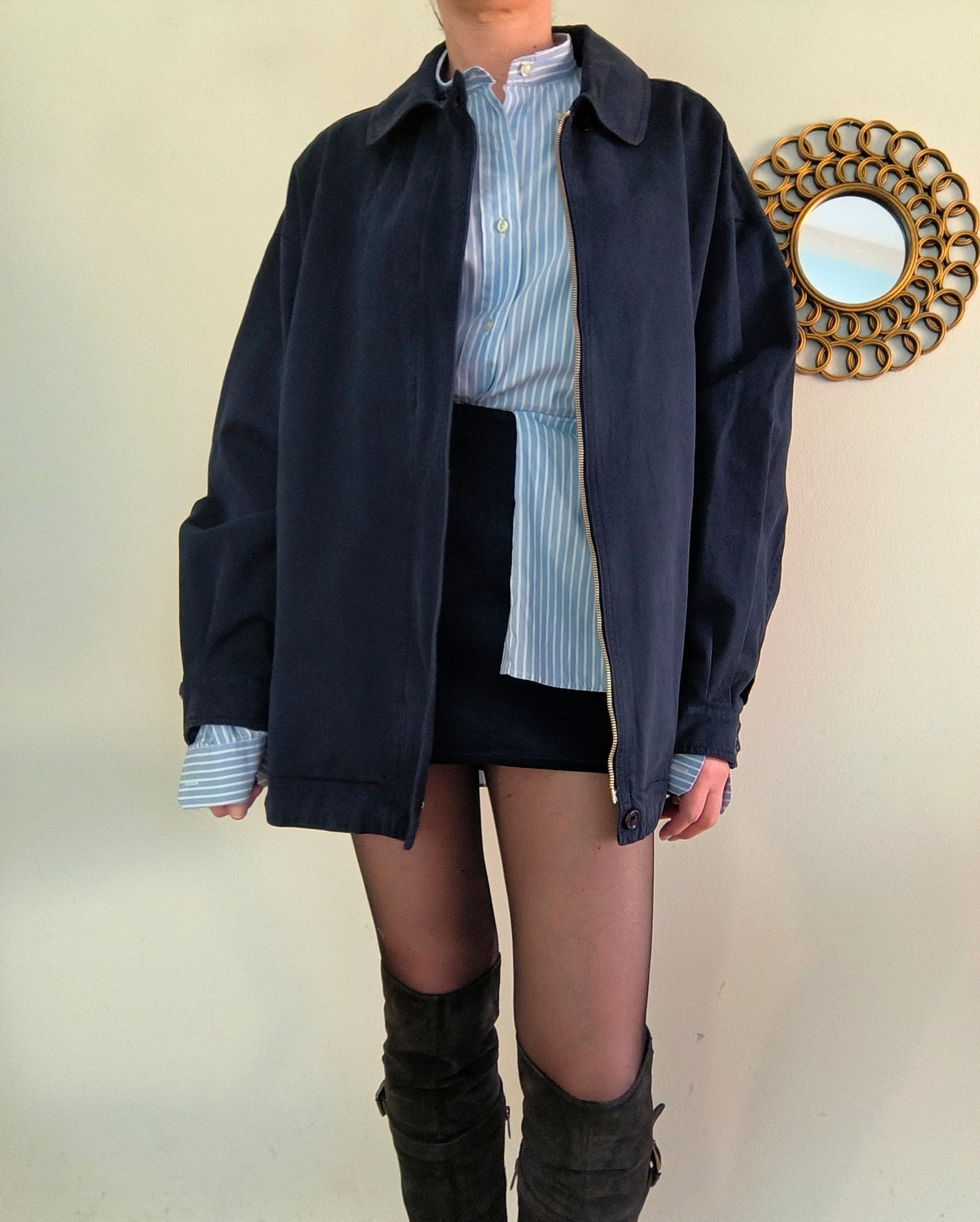 Giacca vintage in cotone blu notte