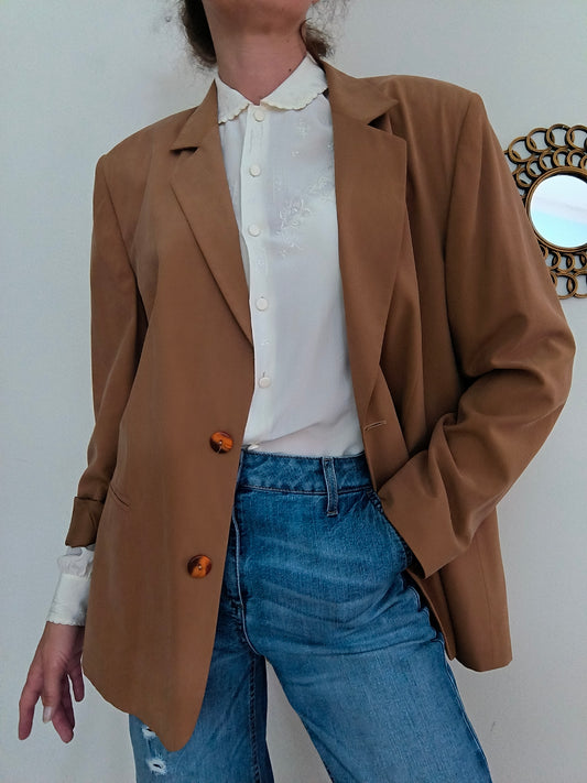 Blazer cammello vintage in viscosa