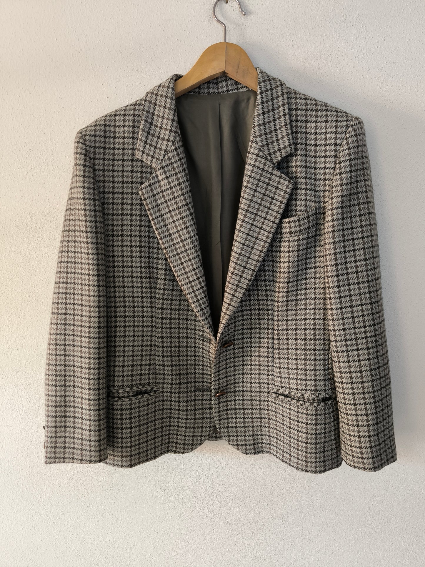 Blazer pura lana vergine piedi poule grigio/marrone tg M